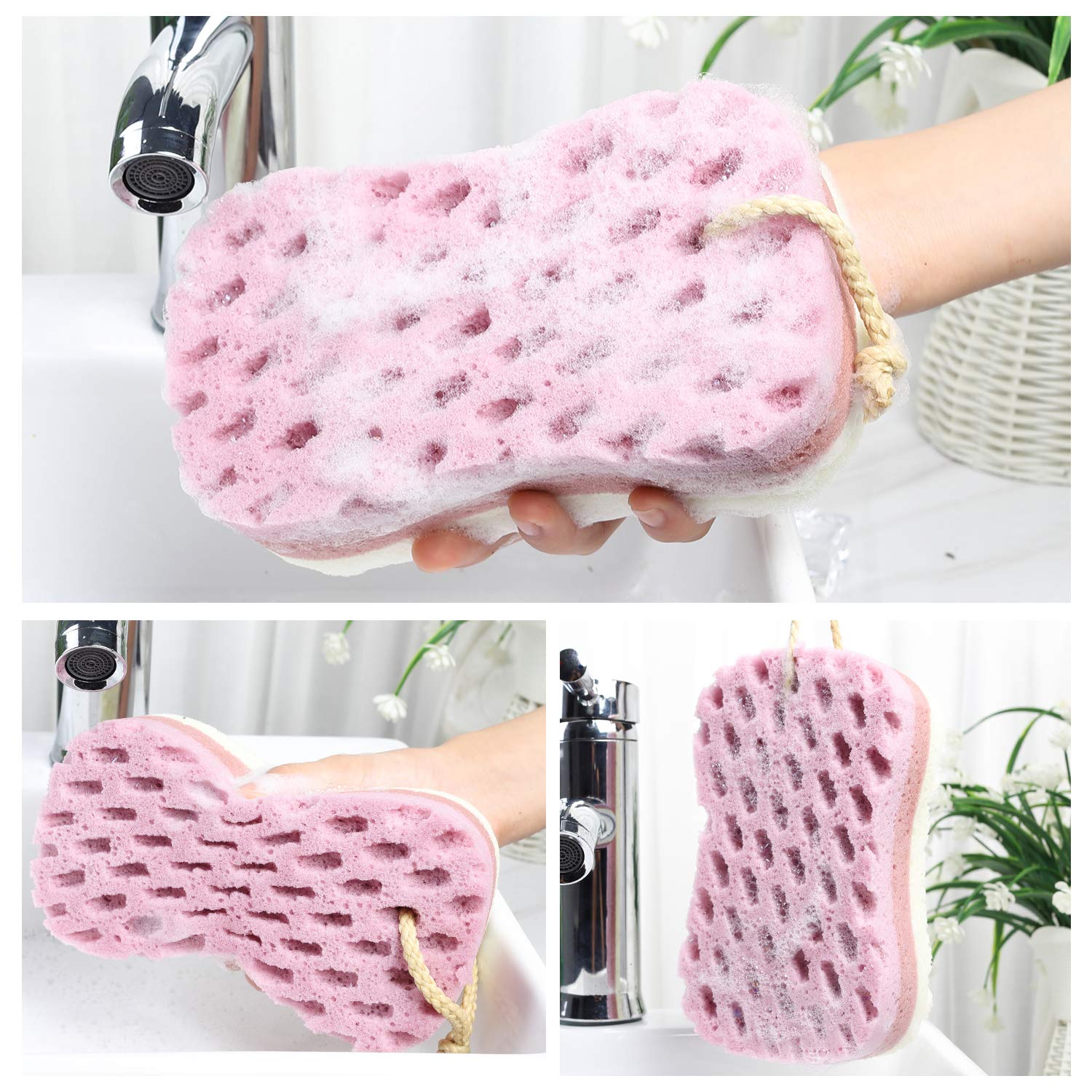 KECUCO 3-pack sponge set keeps family bath time organized
