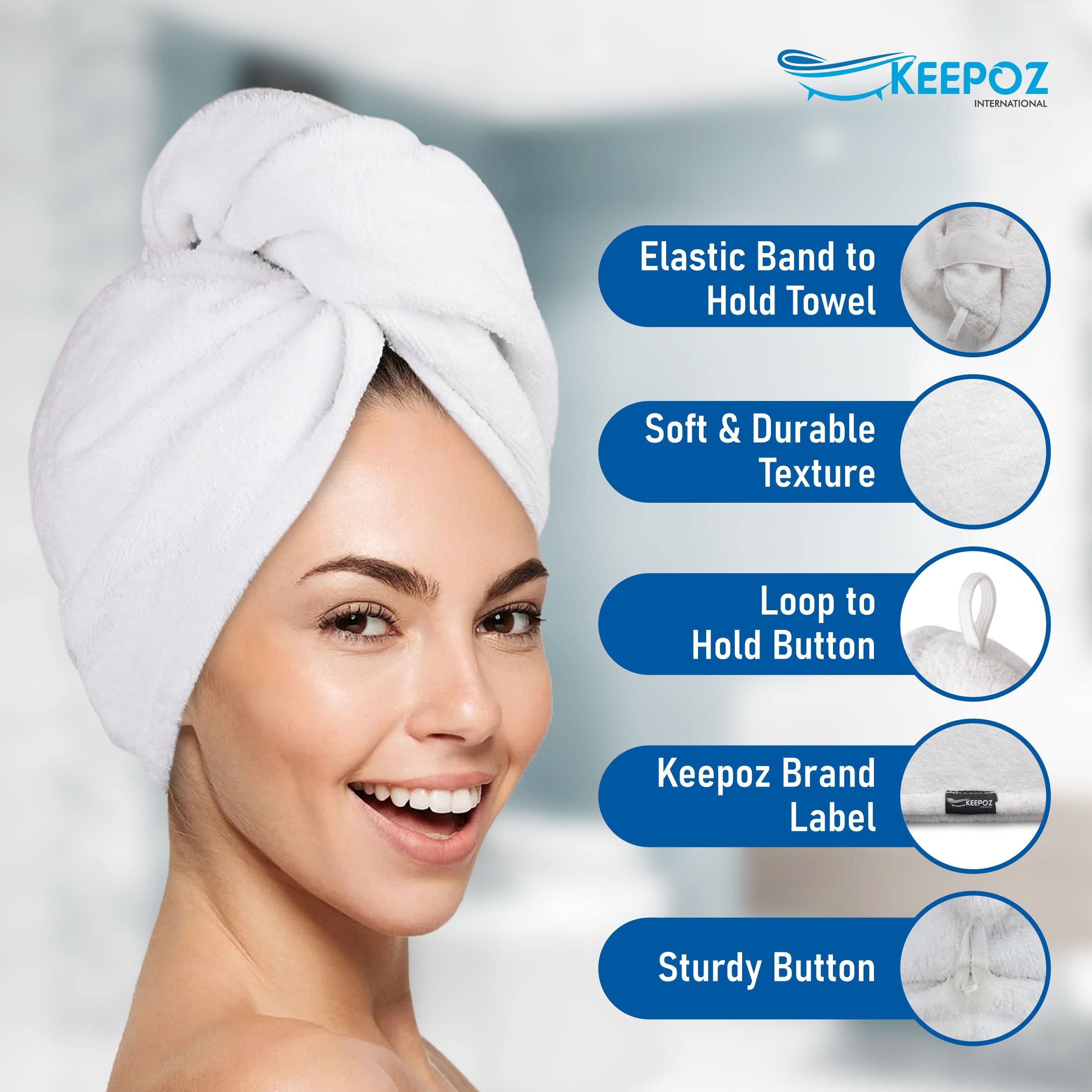 Keepoz toalla larga para cabello de 26 pulgadas, ideal para rizos y cabellos gruesos.