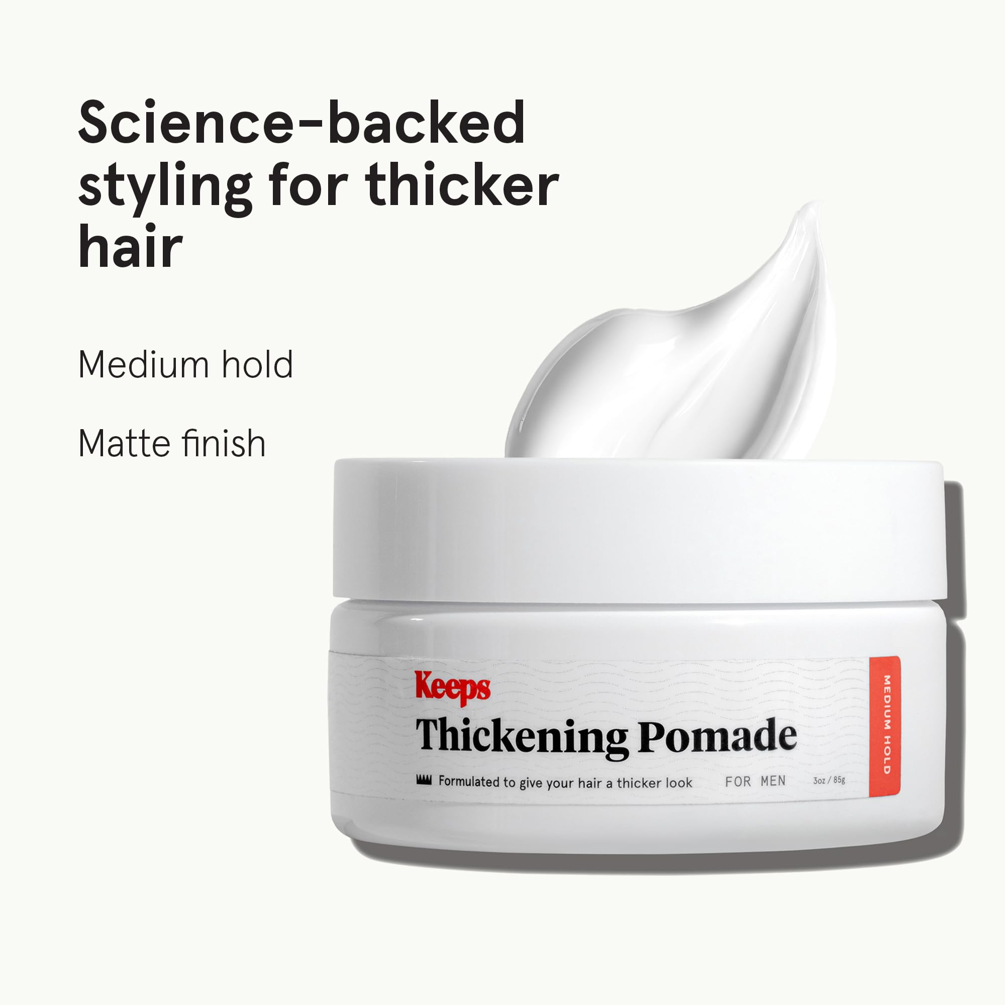 Keeps Matte Thickening Pomade being dispensed for easy styling and medium hold.