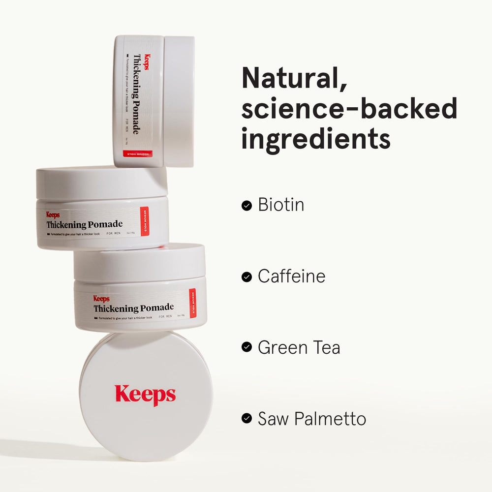 Keeps Matte Thickening Pomade on hands demonstrates even distribution for matte style.