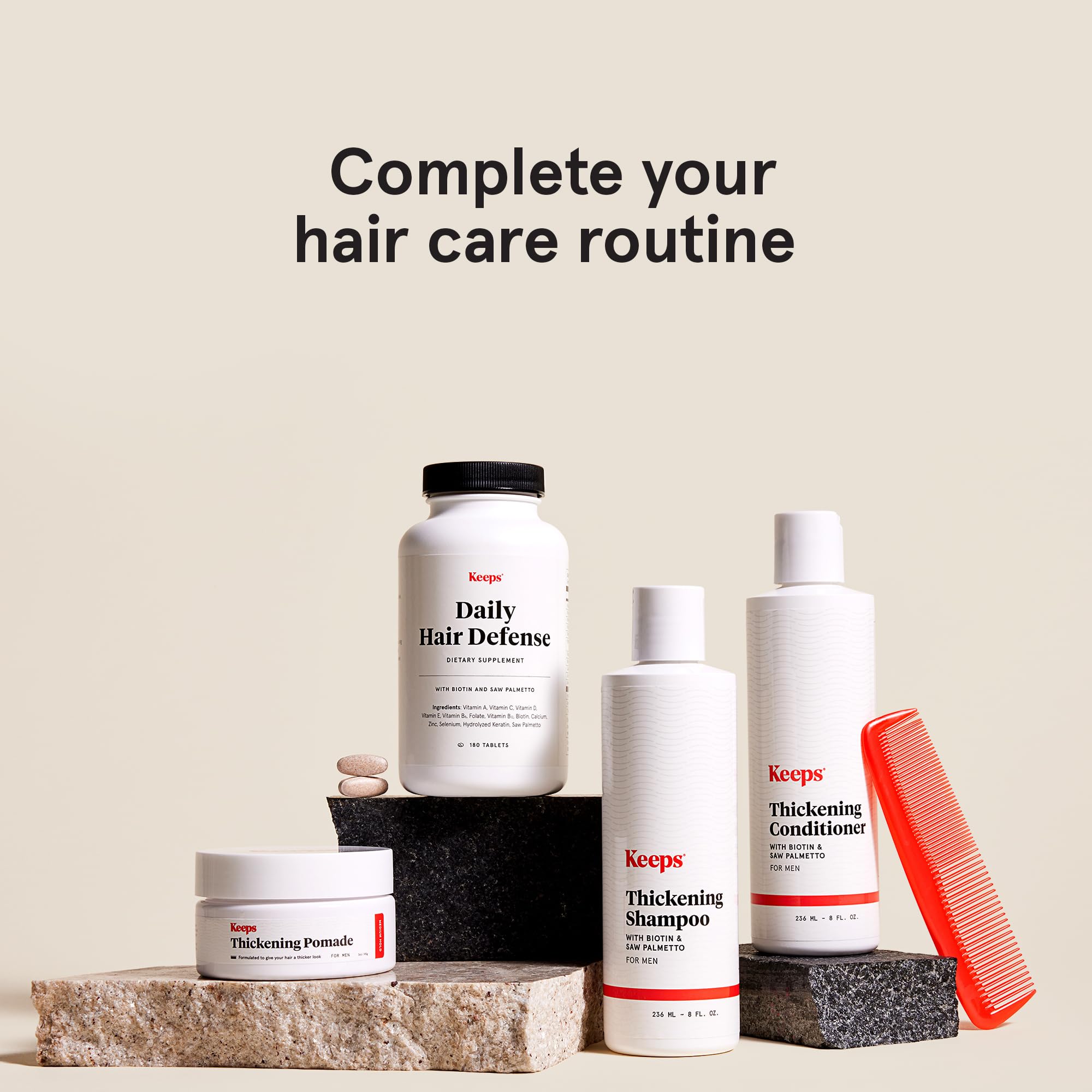 Keeps shampoo with pump dispensing on counter highlighting easy daily use.
