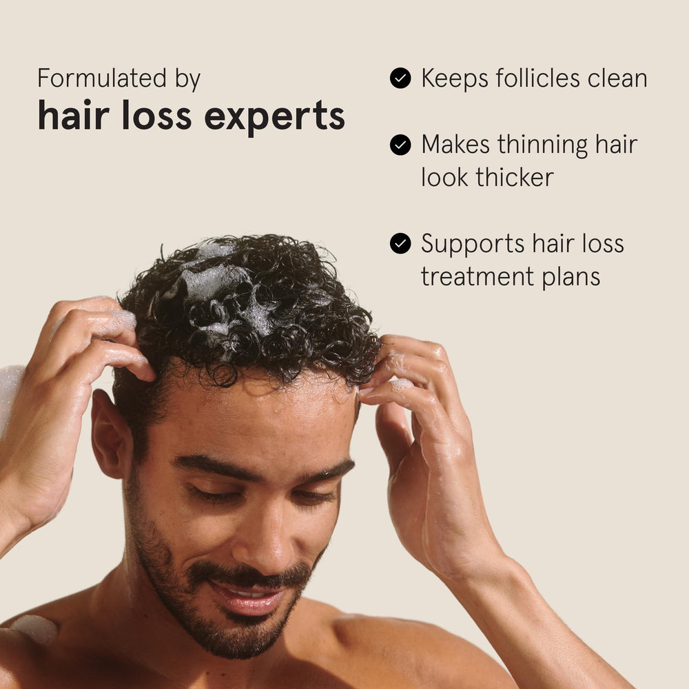 Keeps Thickening Shampoo lather in a sink cleansing the scalp for fuller-looking hair