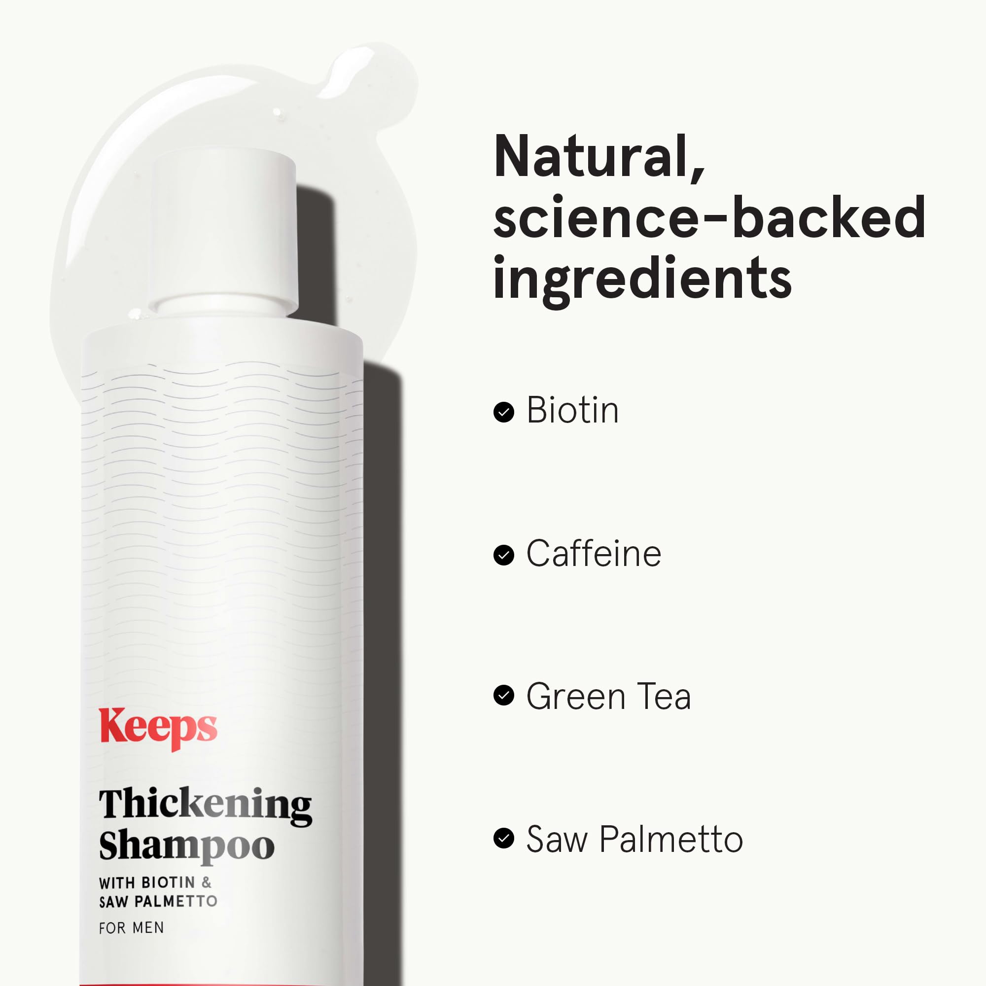 Keeps Thickening Shampoo packaging with clean label and color-safe design