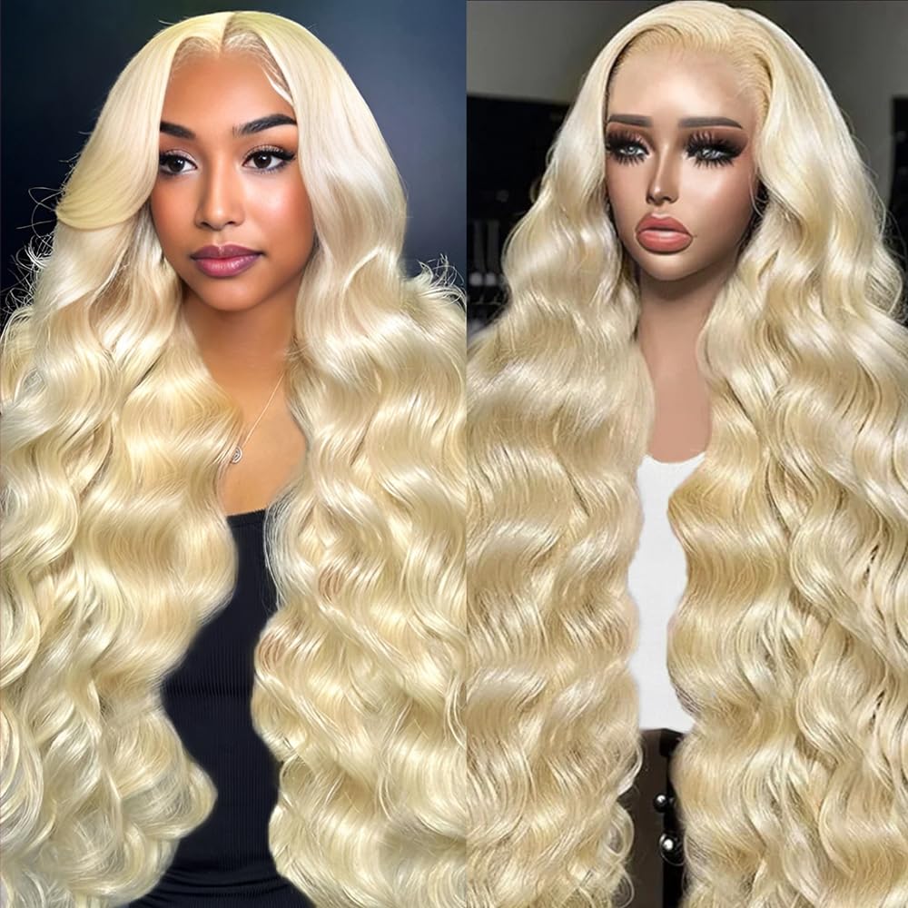 KEGOO 613 lace front wig full view, natural blonde shine for daily wear.