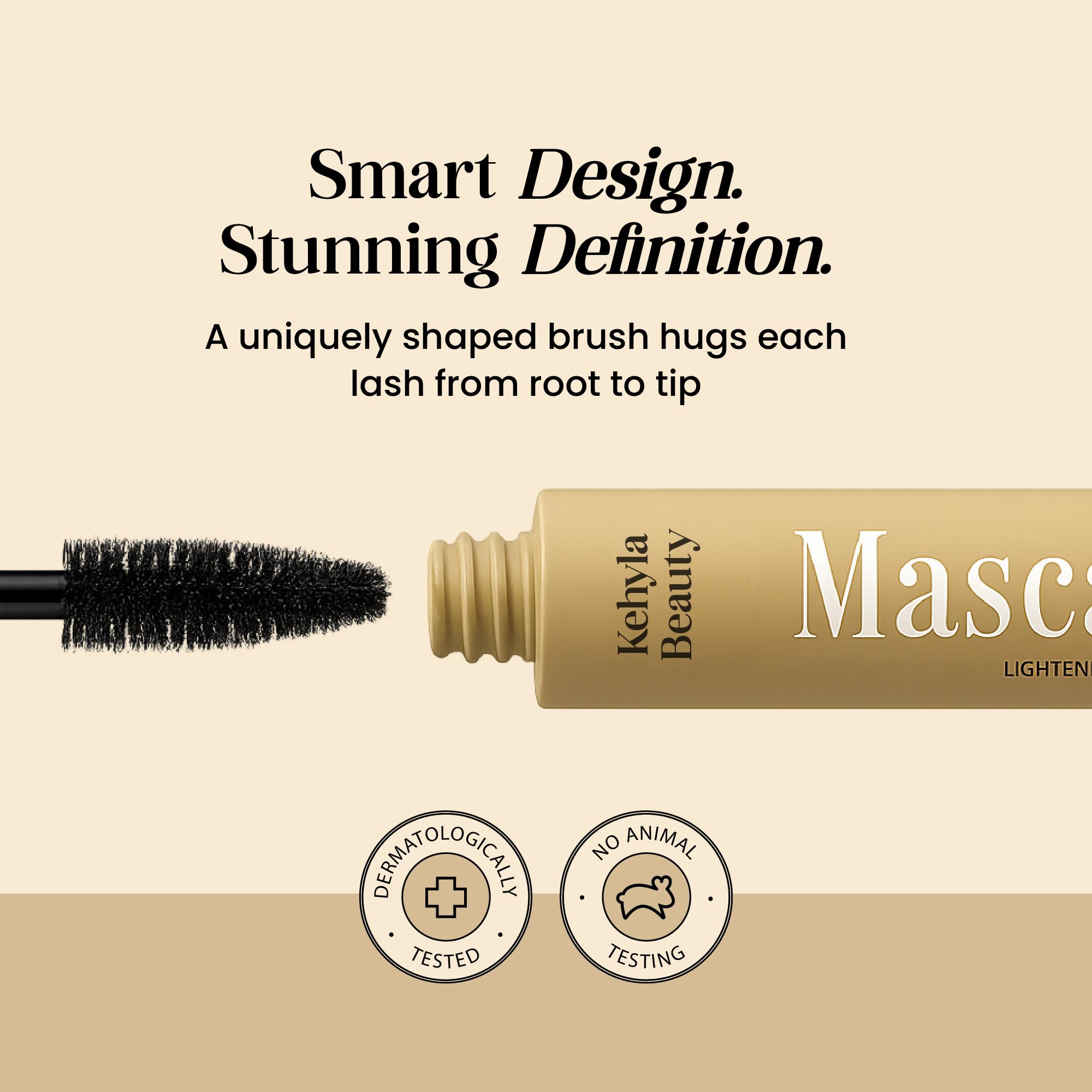 Brown shade option provides natural daytime definition with Kehyla Beauty Mascara.