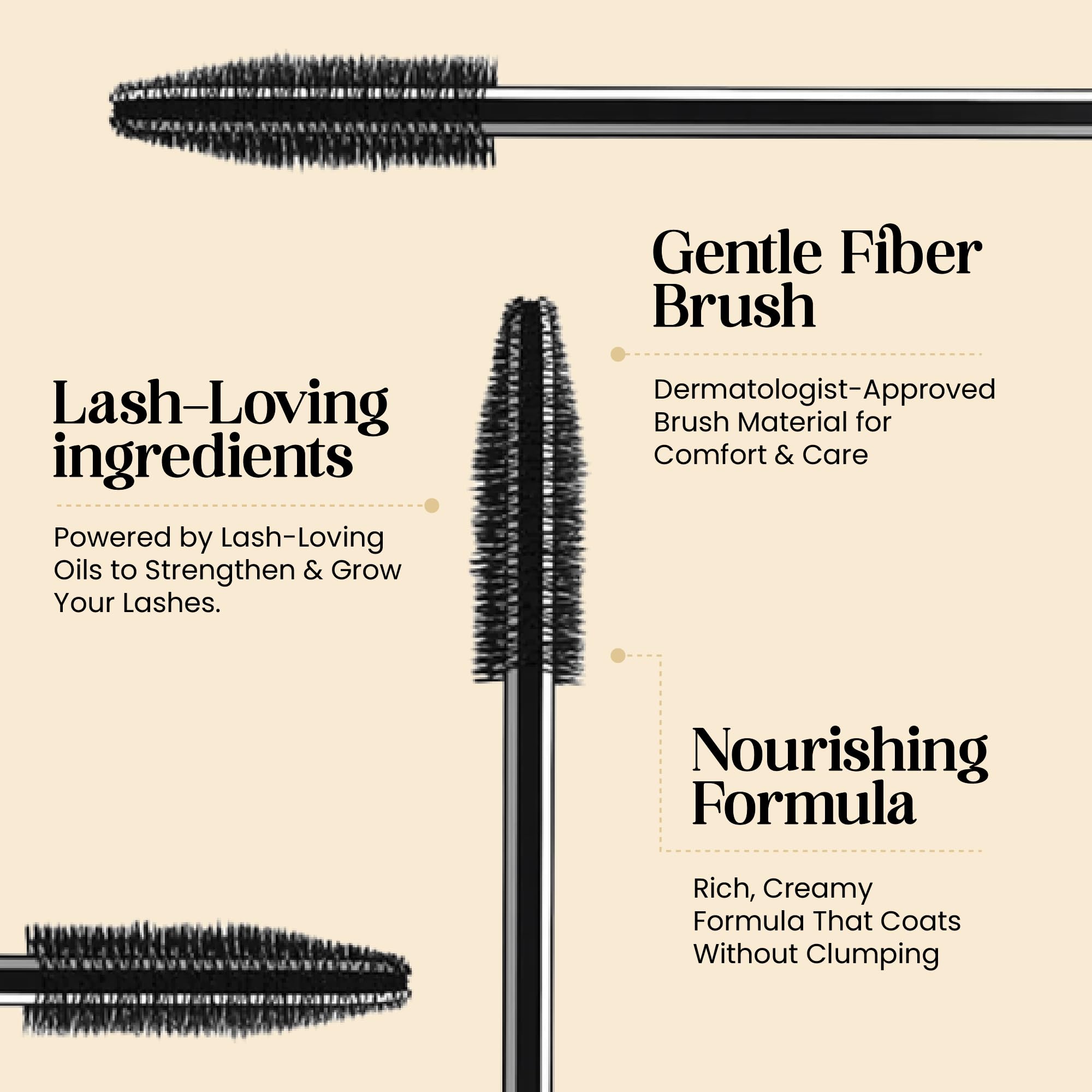 Kehyla Beauty Mascara swatch in black for bold definition.