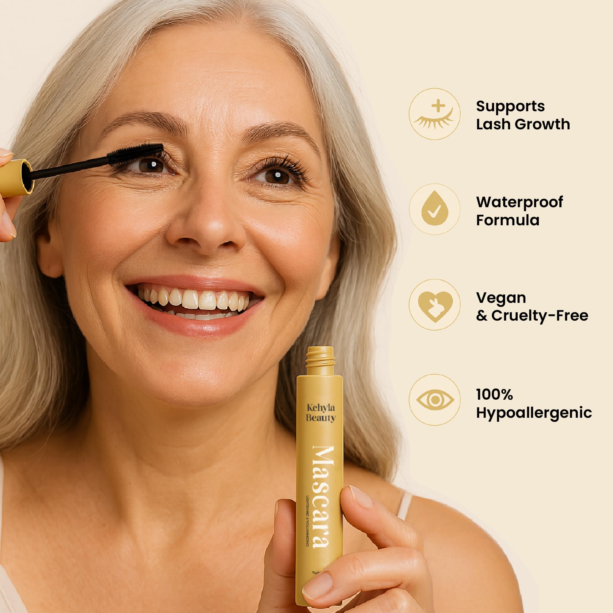 Kehyla Beauty Mascara soft precision brush separates fine lashes.