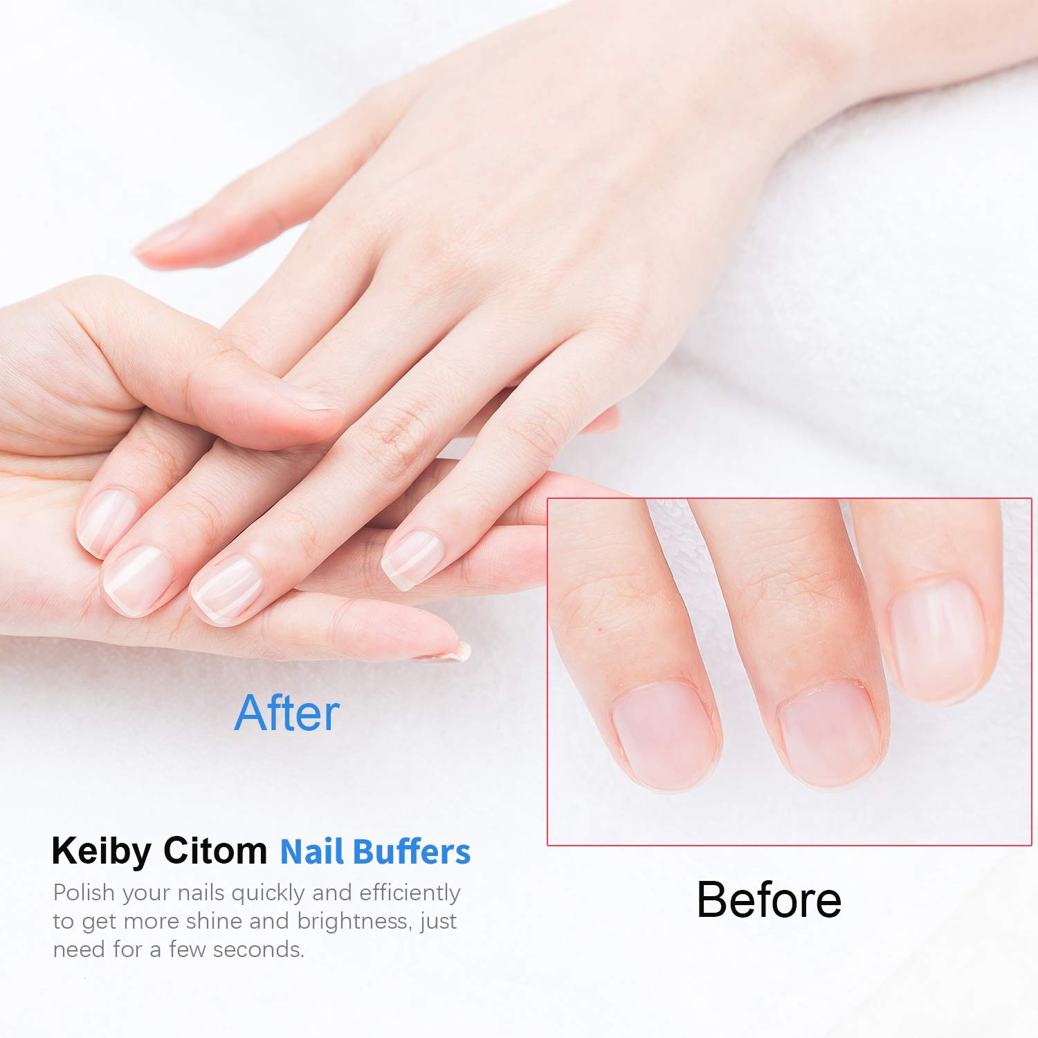 Keiby Citom four-sided buffer polishes nails to a subtle shine