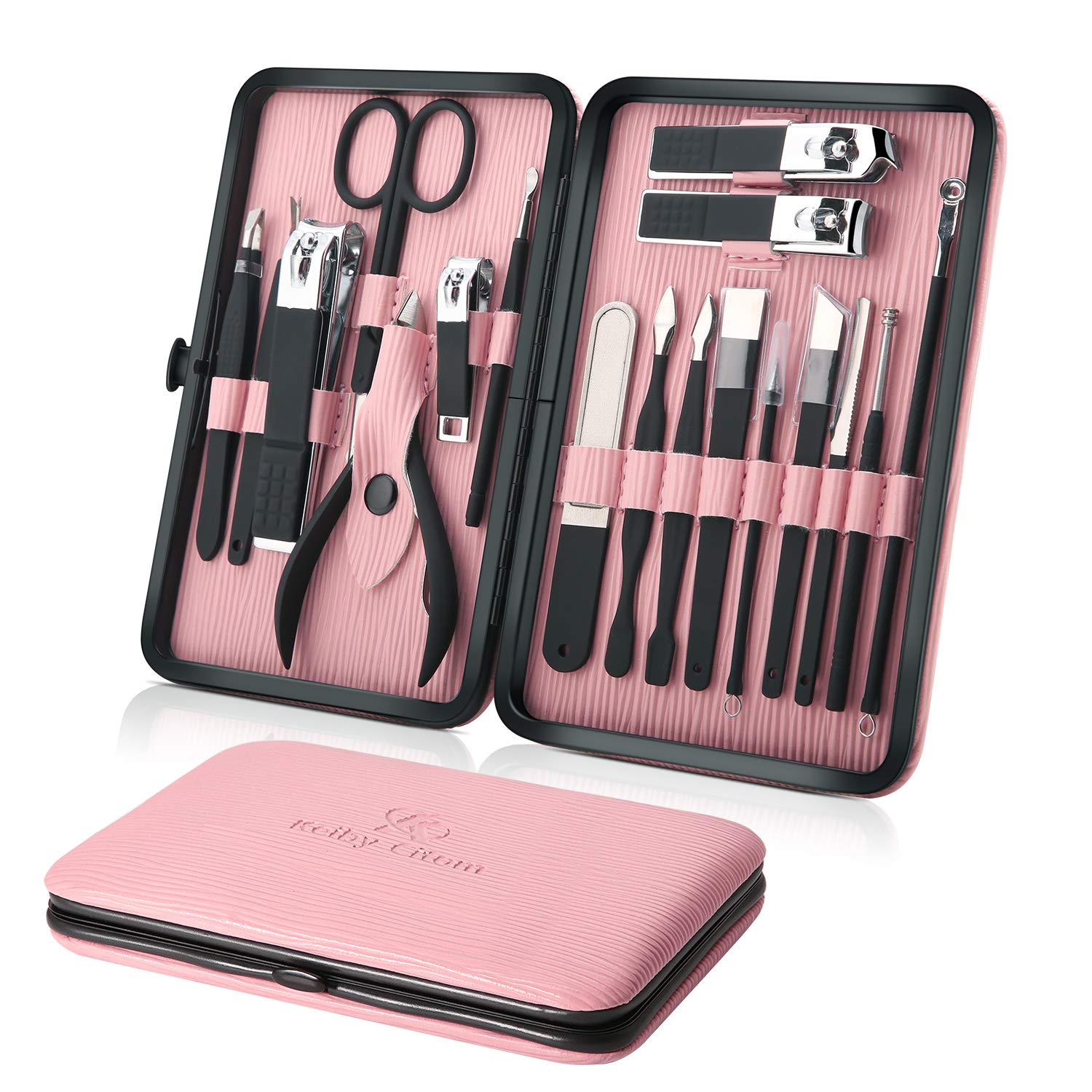 Keiby Citom manicure set in pink case, ideal for travel grooming