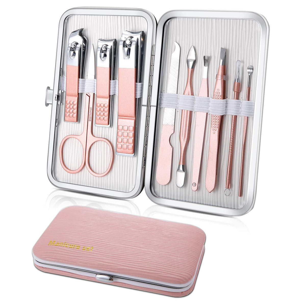 Keiby Citom manicure set with pink case for travel touch-ups