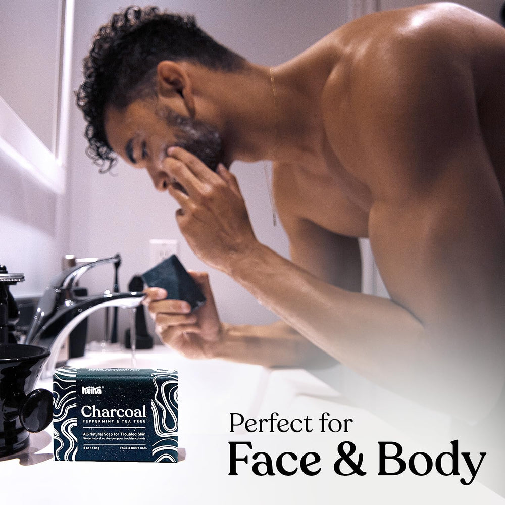 Keika Charcoal Black Soap Bar - triple-milled for a dense, long-lasting creamy lather.