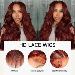 KEKEYY body wave wig 200% density for voluminous texture and everyday wear.