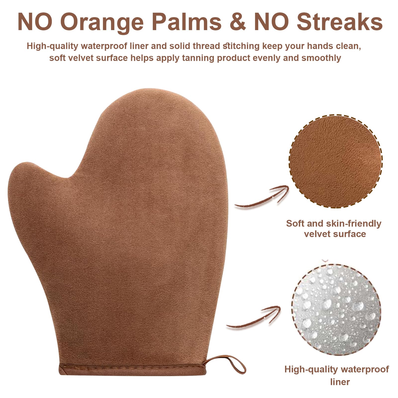 KELILO no-orange palms design prevents staining during tanning.