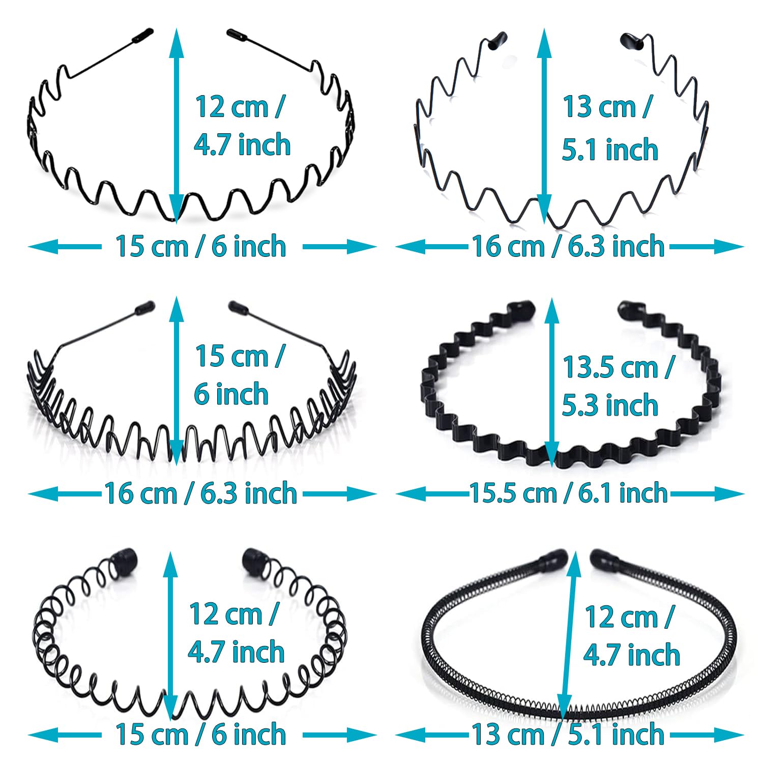 Banda de metal KELUBATU para cabello corto, ideal para ejercicio.