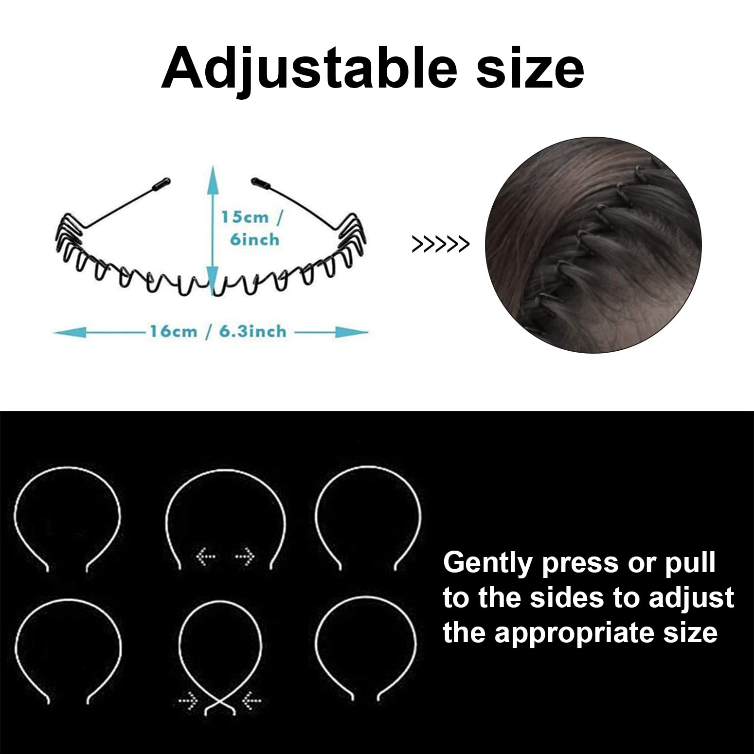 KELUBATU metal headband with soft end covers to prevent skin snag