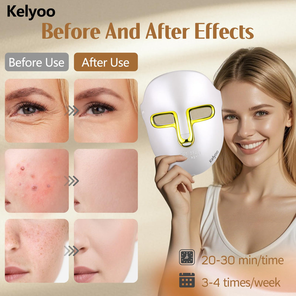 Kelyoo close-up of LED bulbs on the face mask highlighting blue light for blemish care