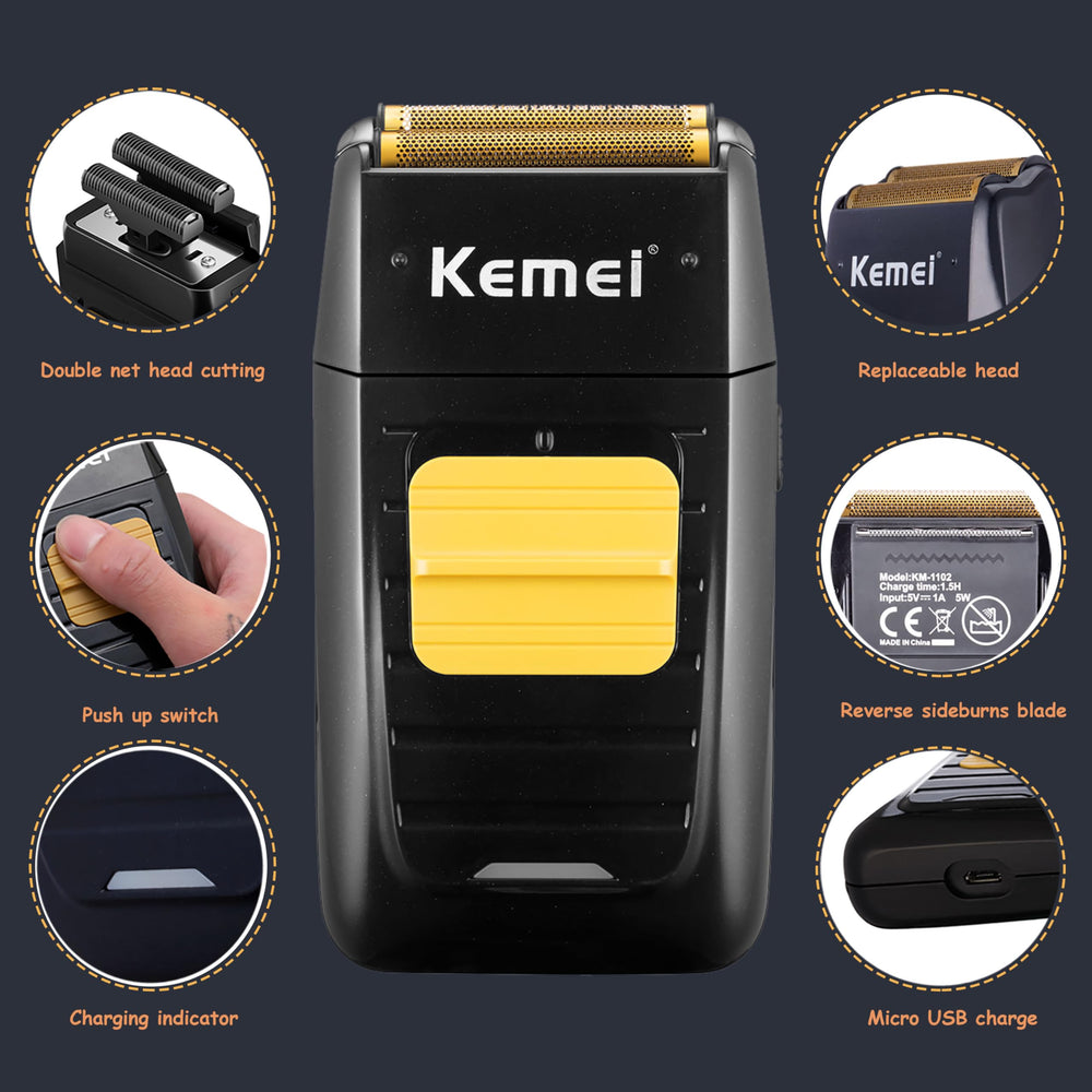 KEMEI 1102 foil shaver with floating heads for smooth skin