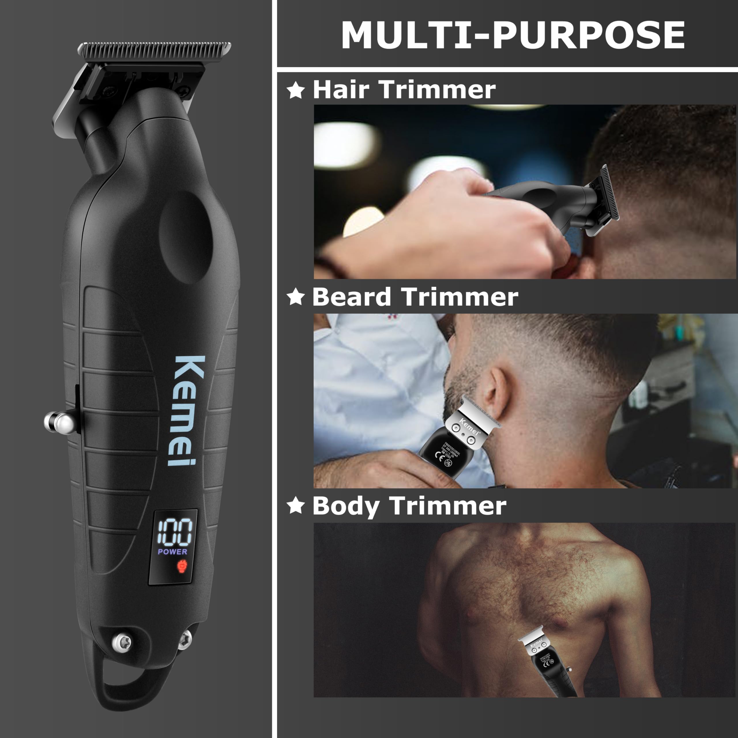 KEMEI 2293 ergonomic grip for comfortable, controlled trimming