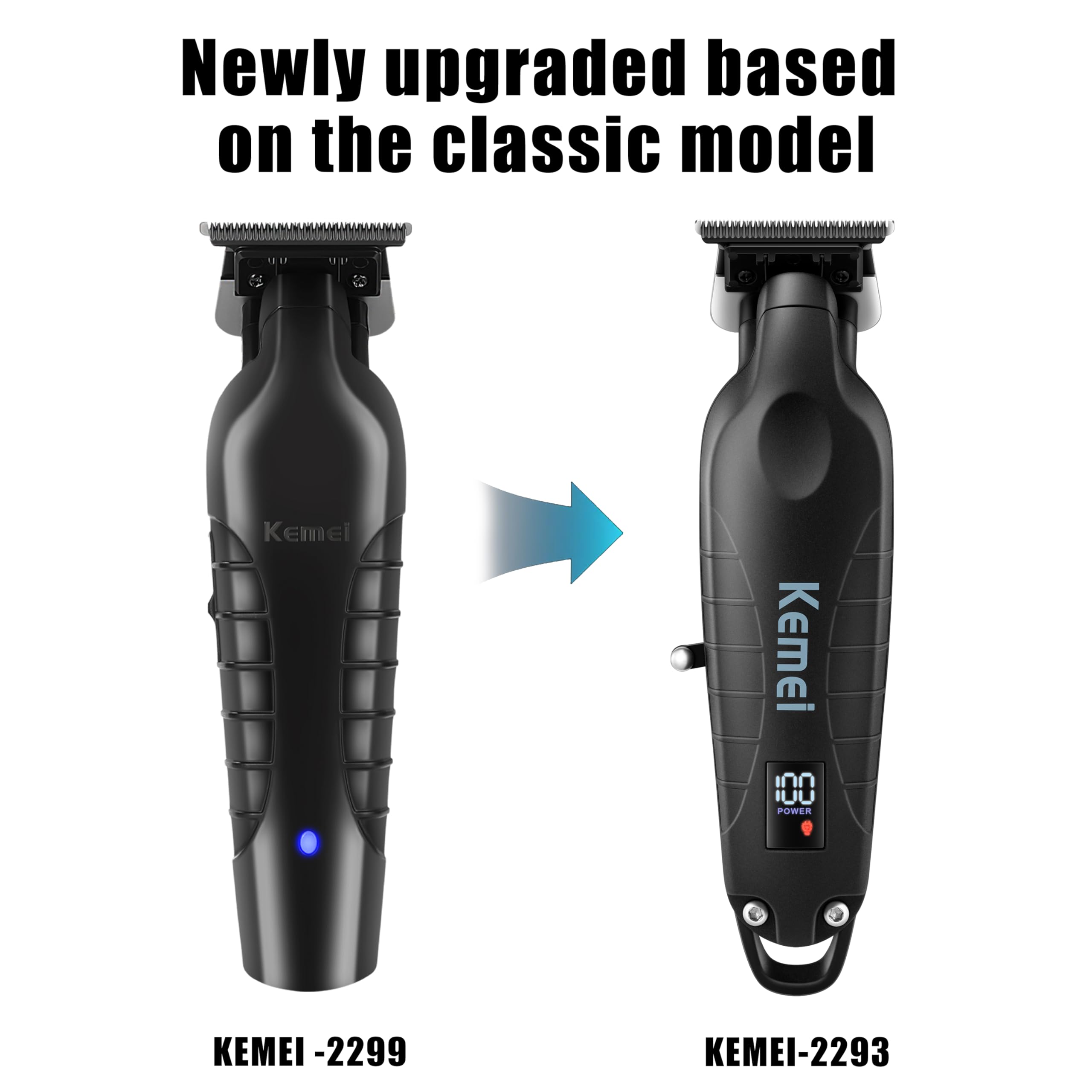 KEMEI 2293 includes guards, USB cable, oil, and brush for upkeep