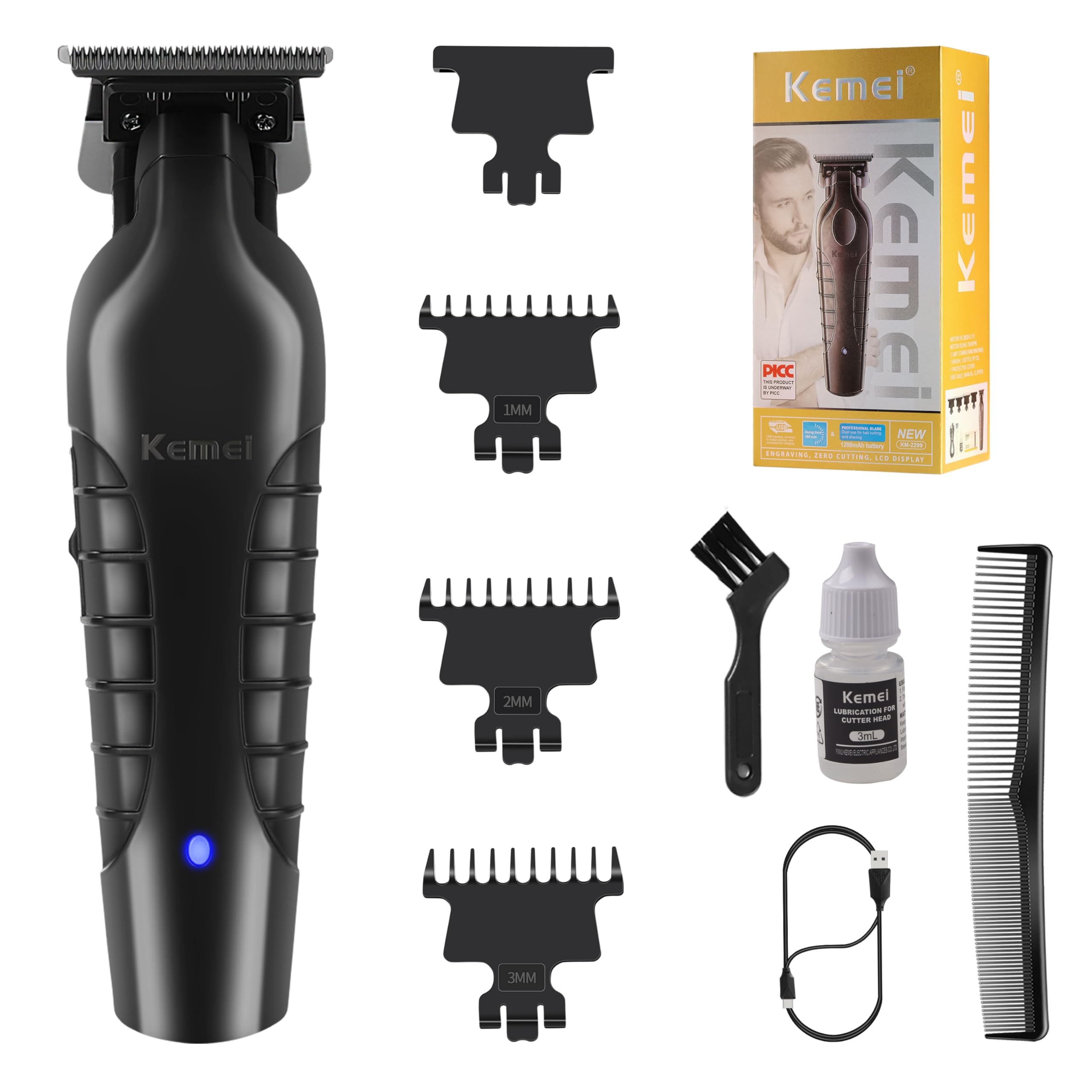 KEMEI 2299 professional trimmer closeup highlighting barber-grade precision