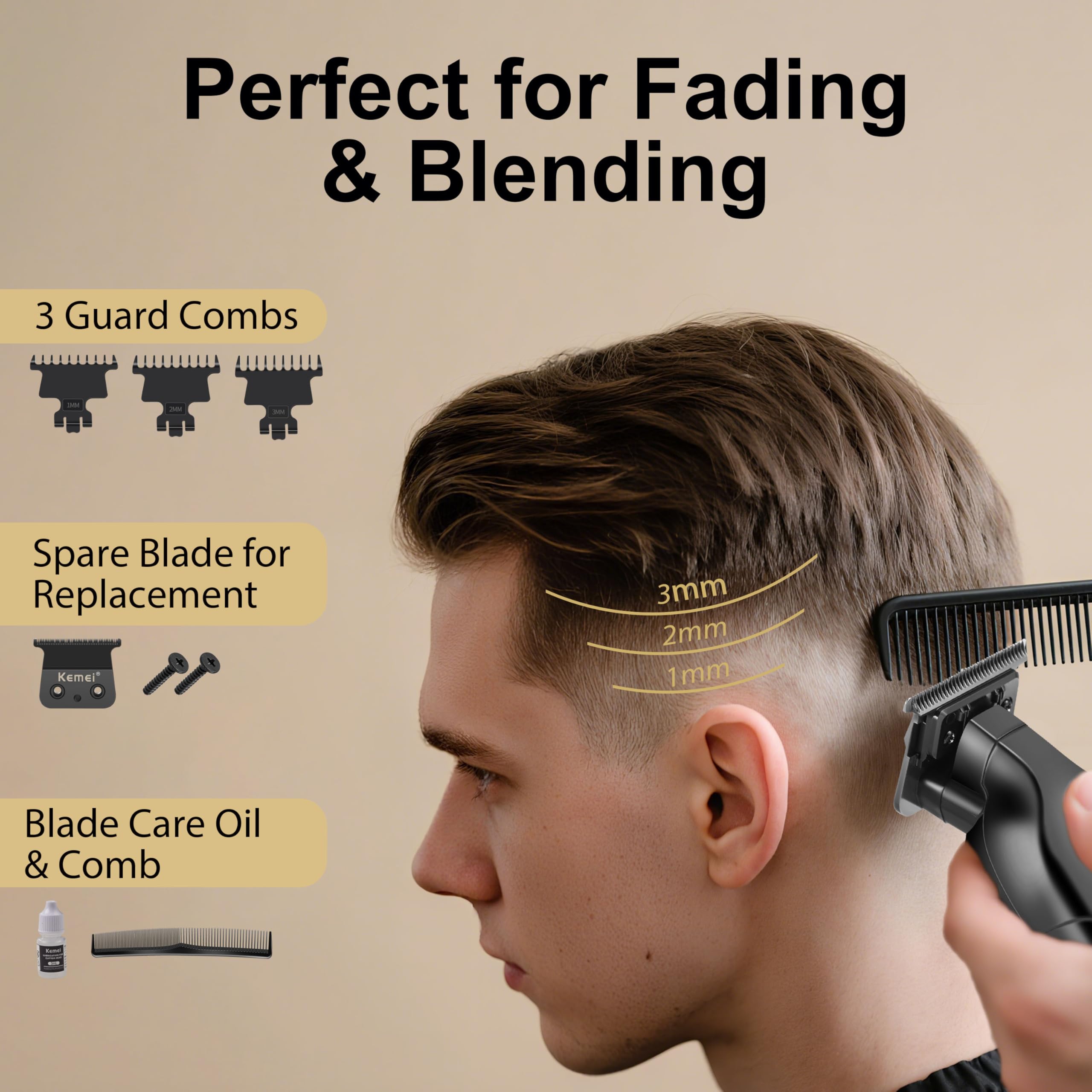 KEMEI 2299 trimmer 180-minute cordless runtime