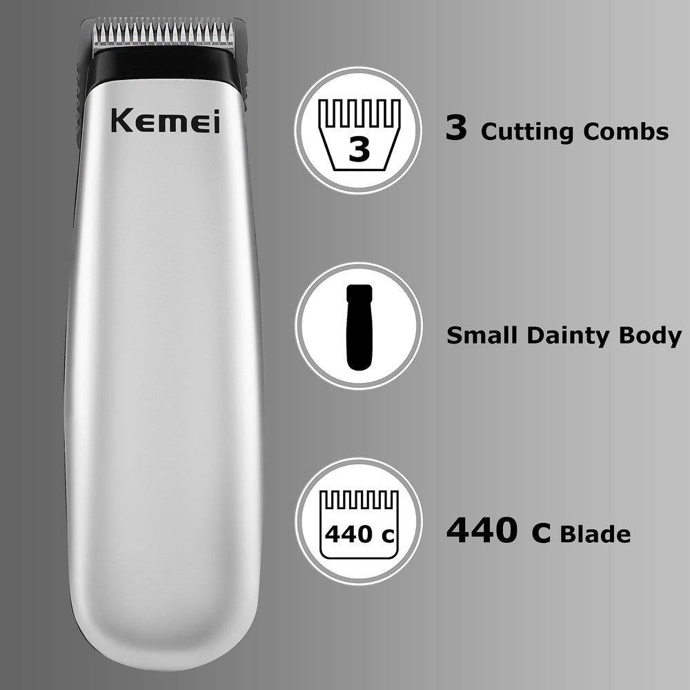 KEMEI Mini Hair Trimmer sleek silver body for modern styling