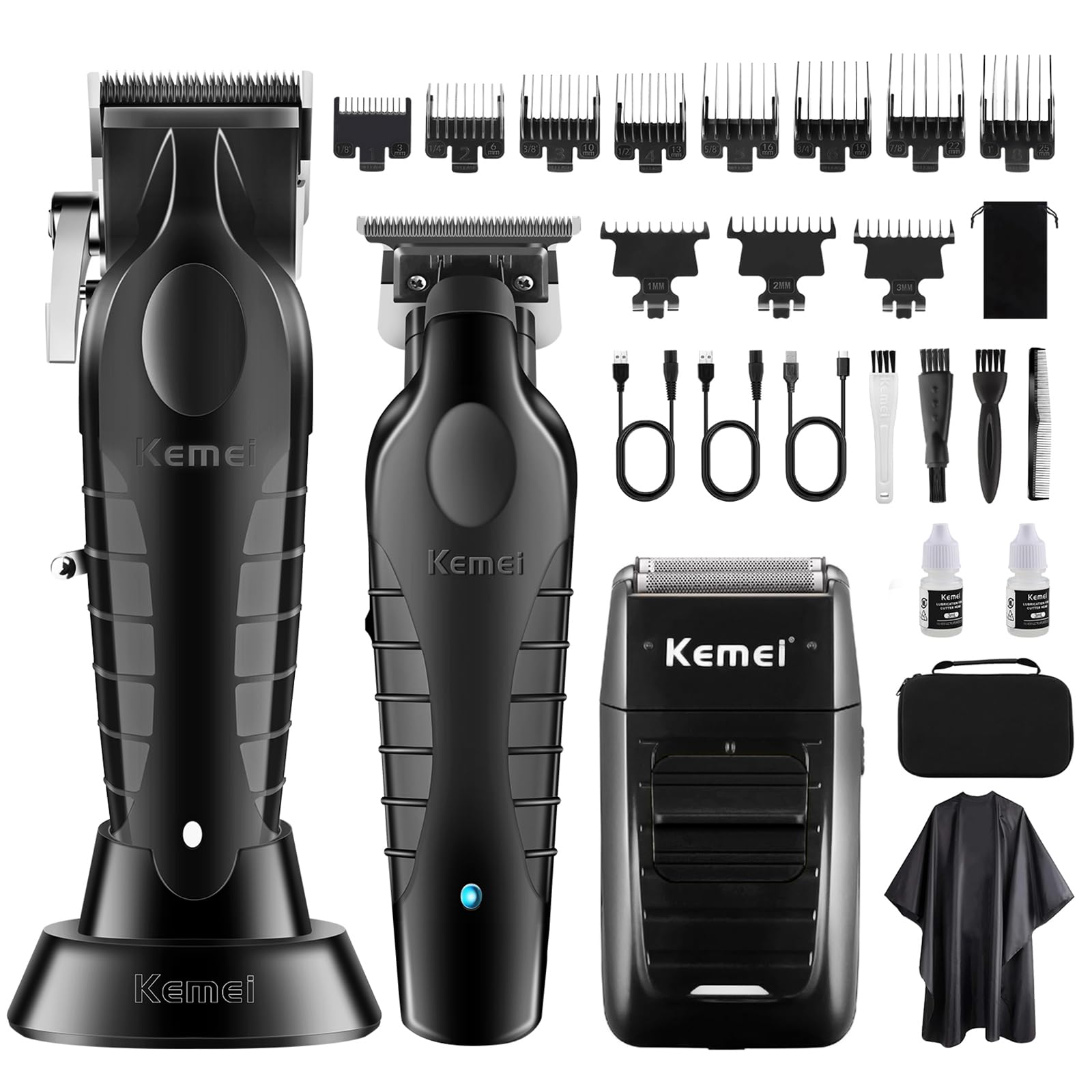KEMEI professional hair clipper close-up showing precision blade for clean cuts.