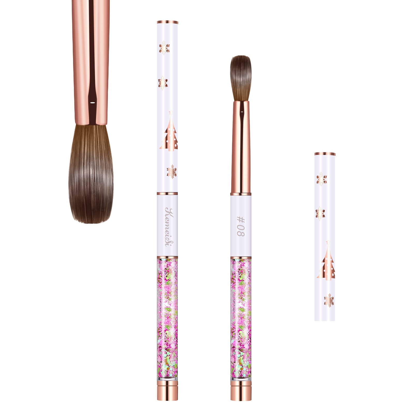 KEMEISI acrylic nail brush Size 8 close-up for precise powder pickup