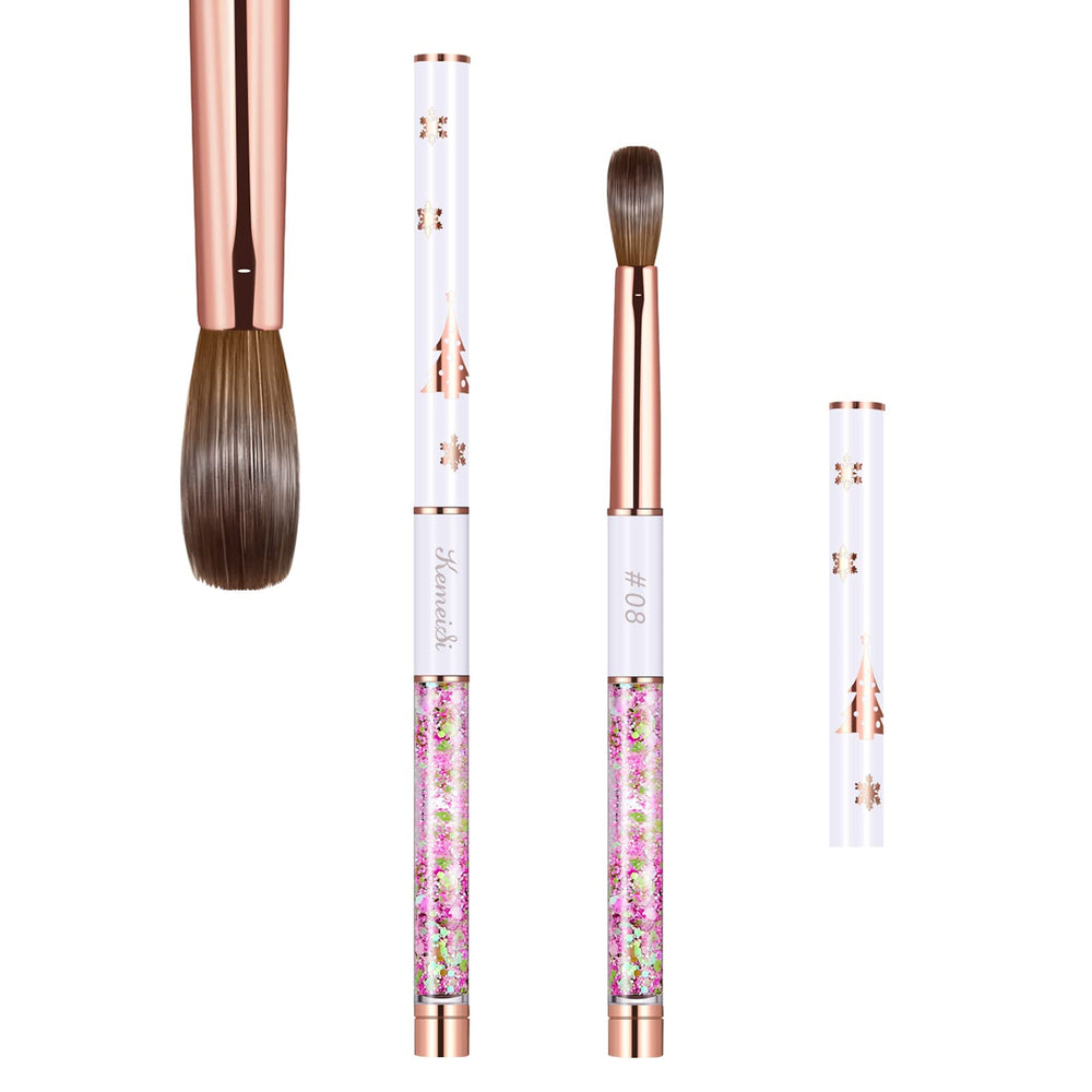 KEMEISI acrylic nail brush Size 8 close-up for precise powder pickup