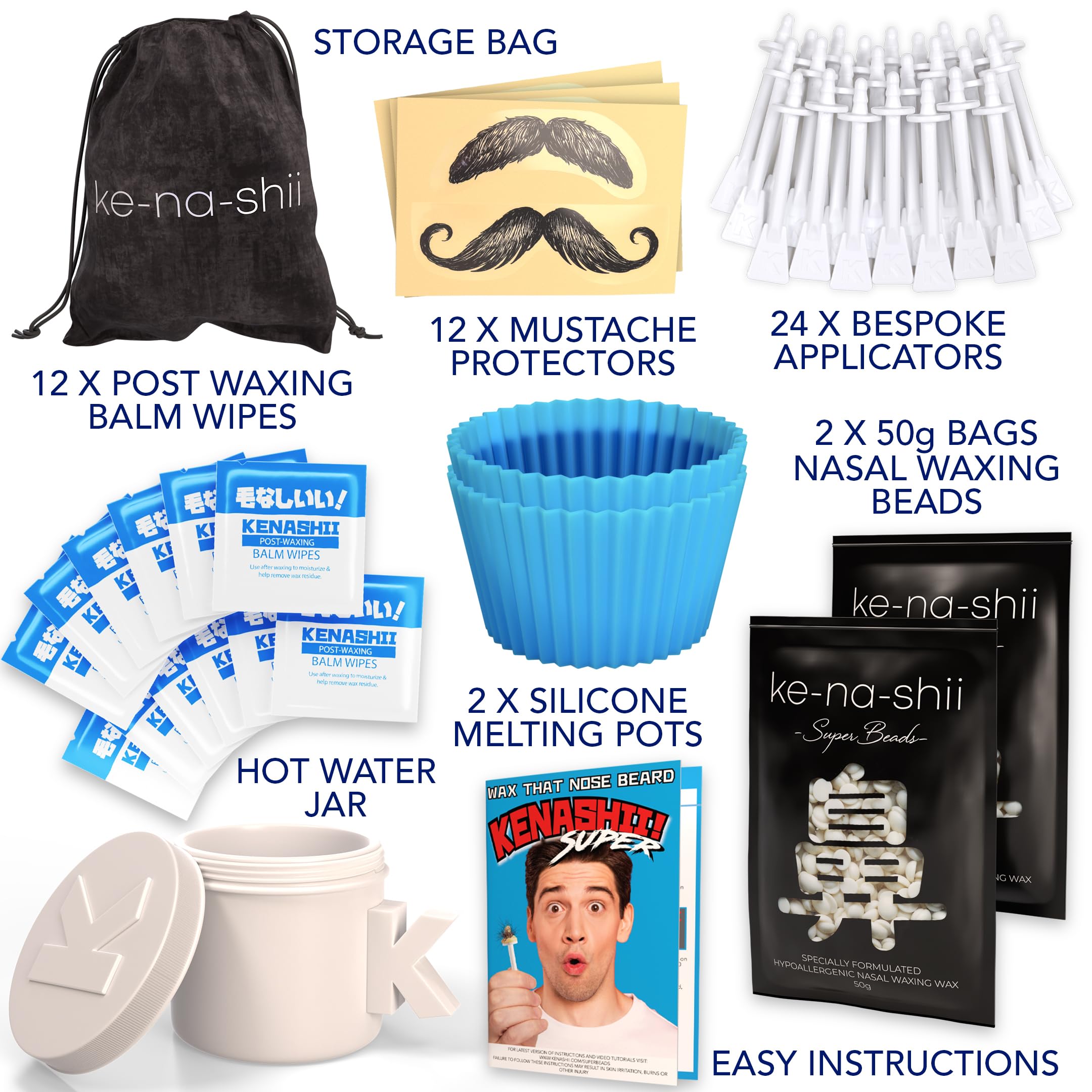 Kenashii kit enables safe ear hair removal alongside nasal waxing.