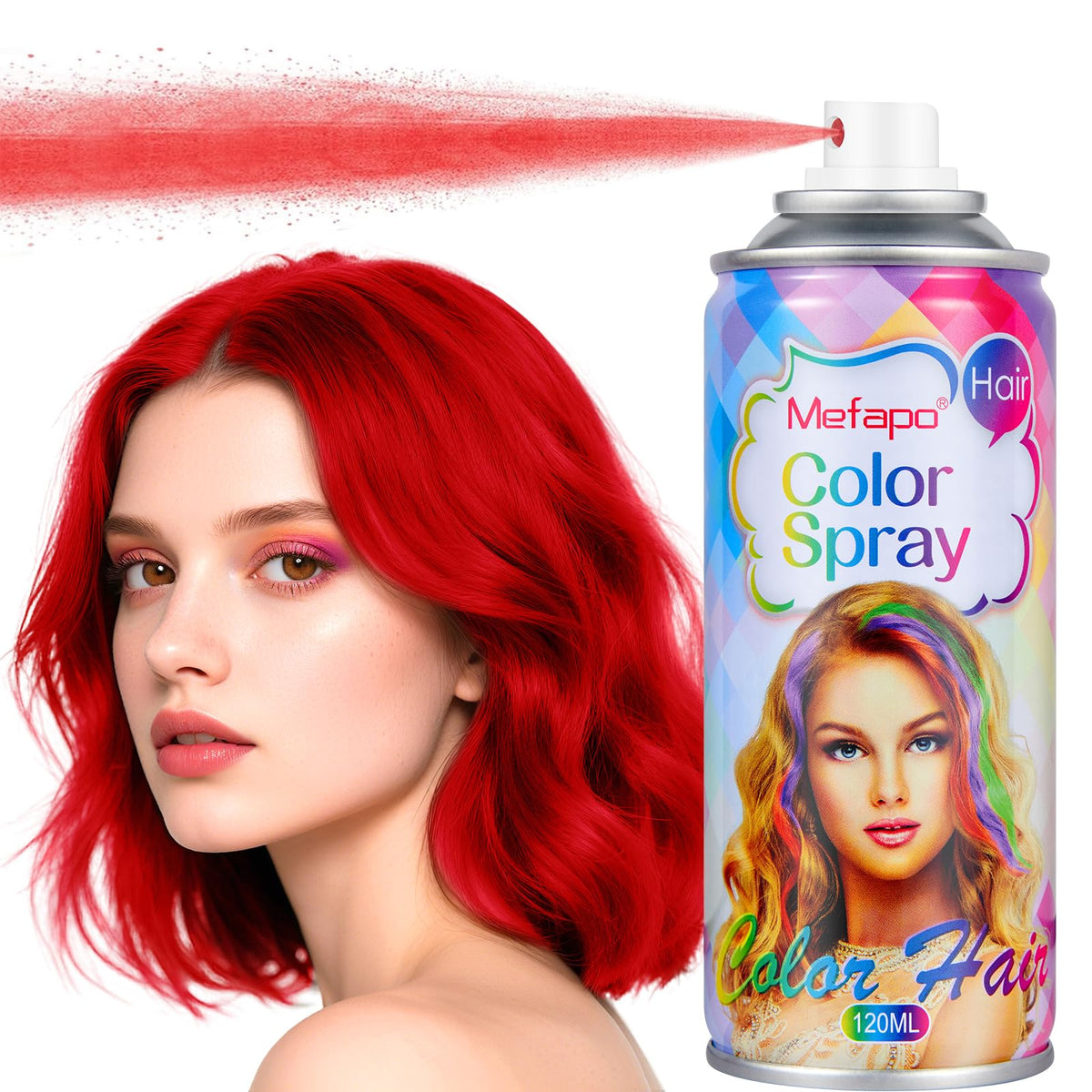 KENINA Red Hair Spray packaging shows easy temporary color for parties.