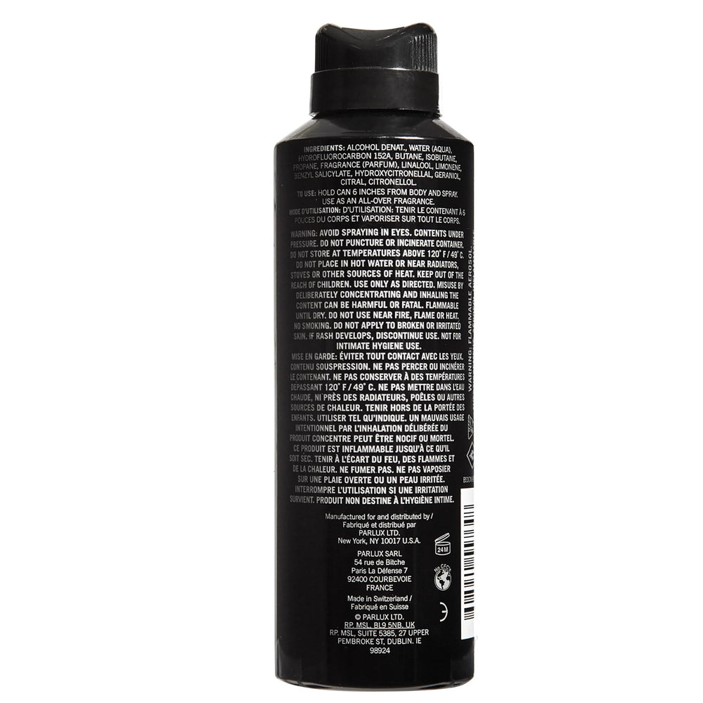 Close-up of spray application from Kenneth Cole Black All Over Body Spray.