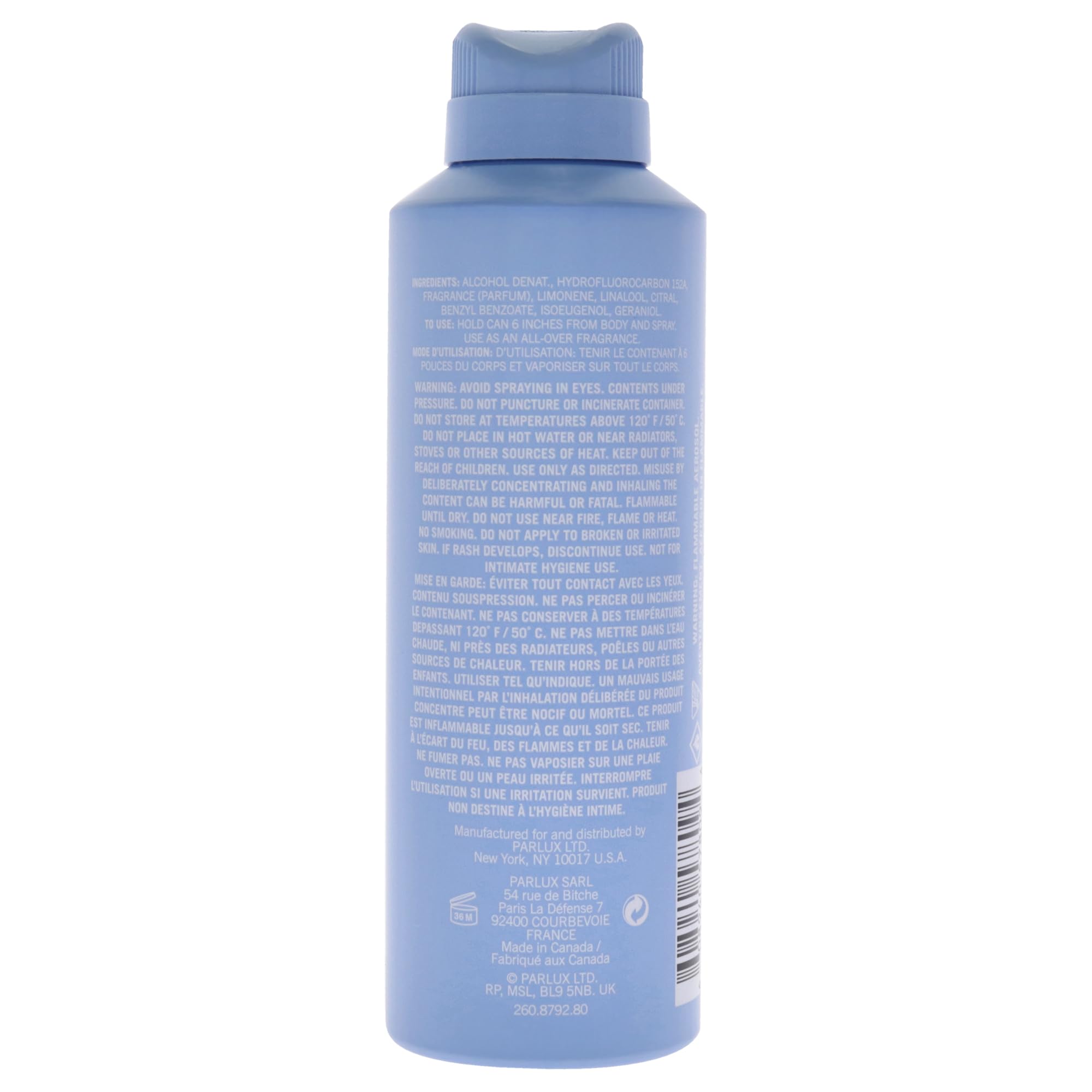 Kenneth Cole Blue bottle pour shows even mist for quick, refreshing re-application.