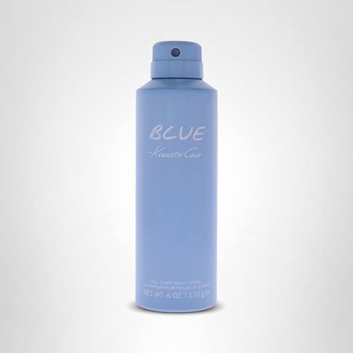 Kenneth Cole Blue spray cap detail emphasizes sleek design and travel-friendly use.