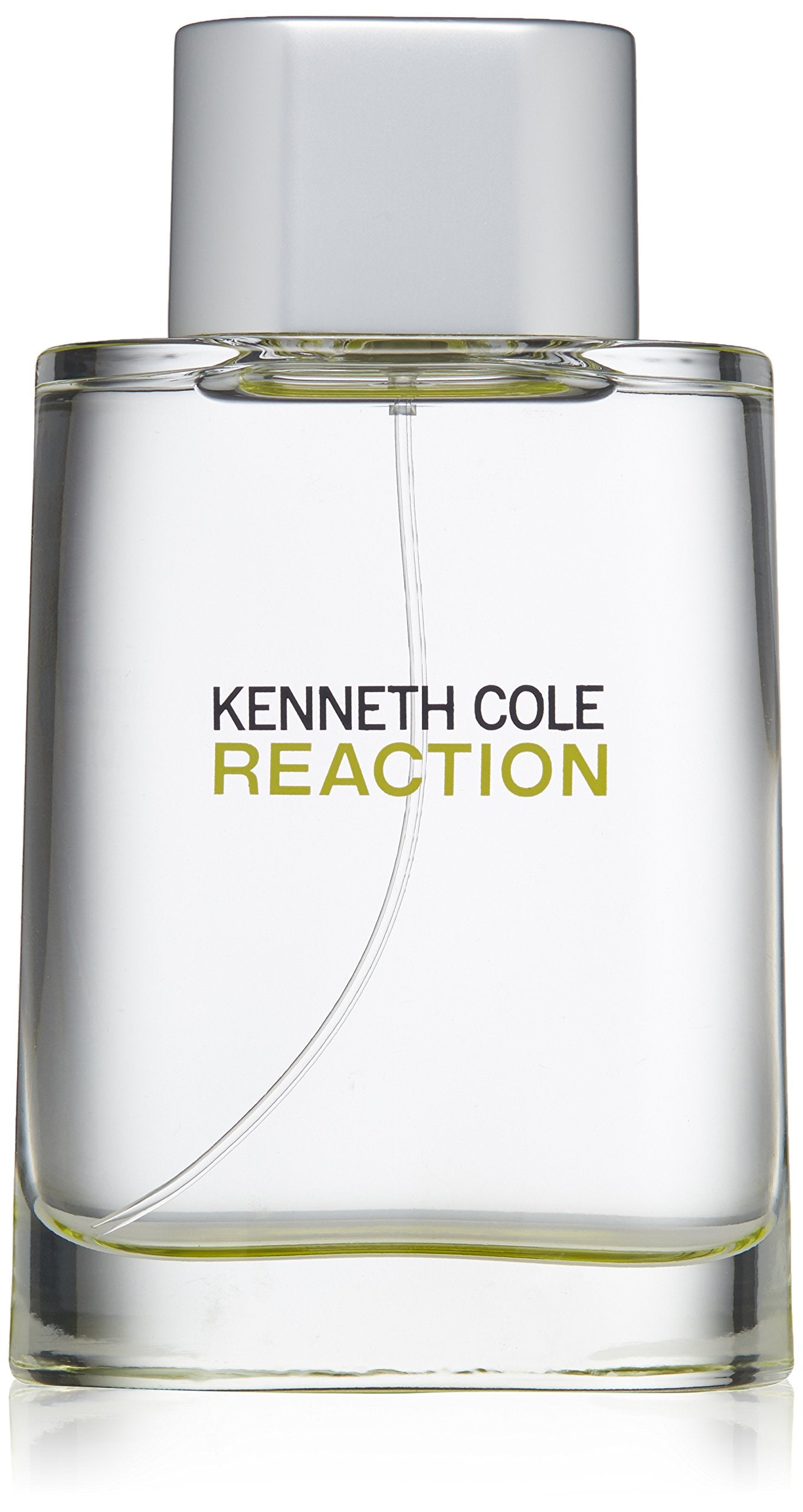 Kenneth Cole Reaction bottle front view highlights citrus-green notes for daytime energy