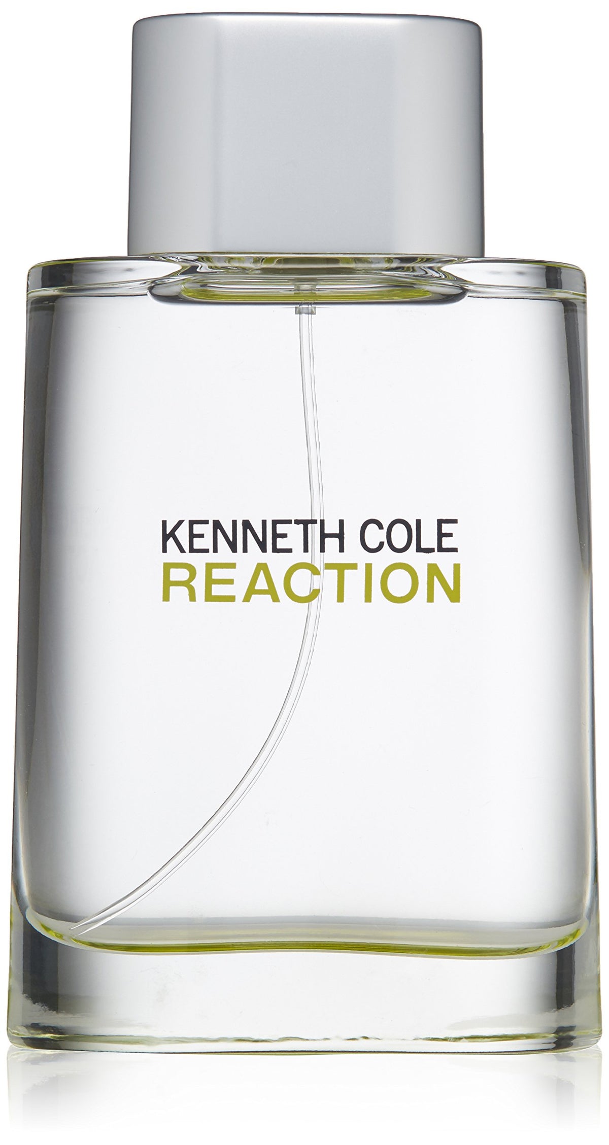 Kenneth Cole Reaction bottle front view highlights citrus-green notes for daytime energy