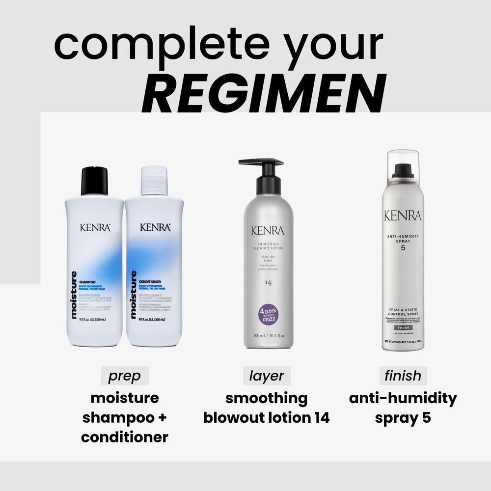 Kenra Anti-Humidity Spray 5 enhances manageability for easier daily styling.