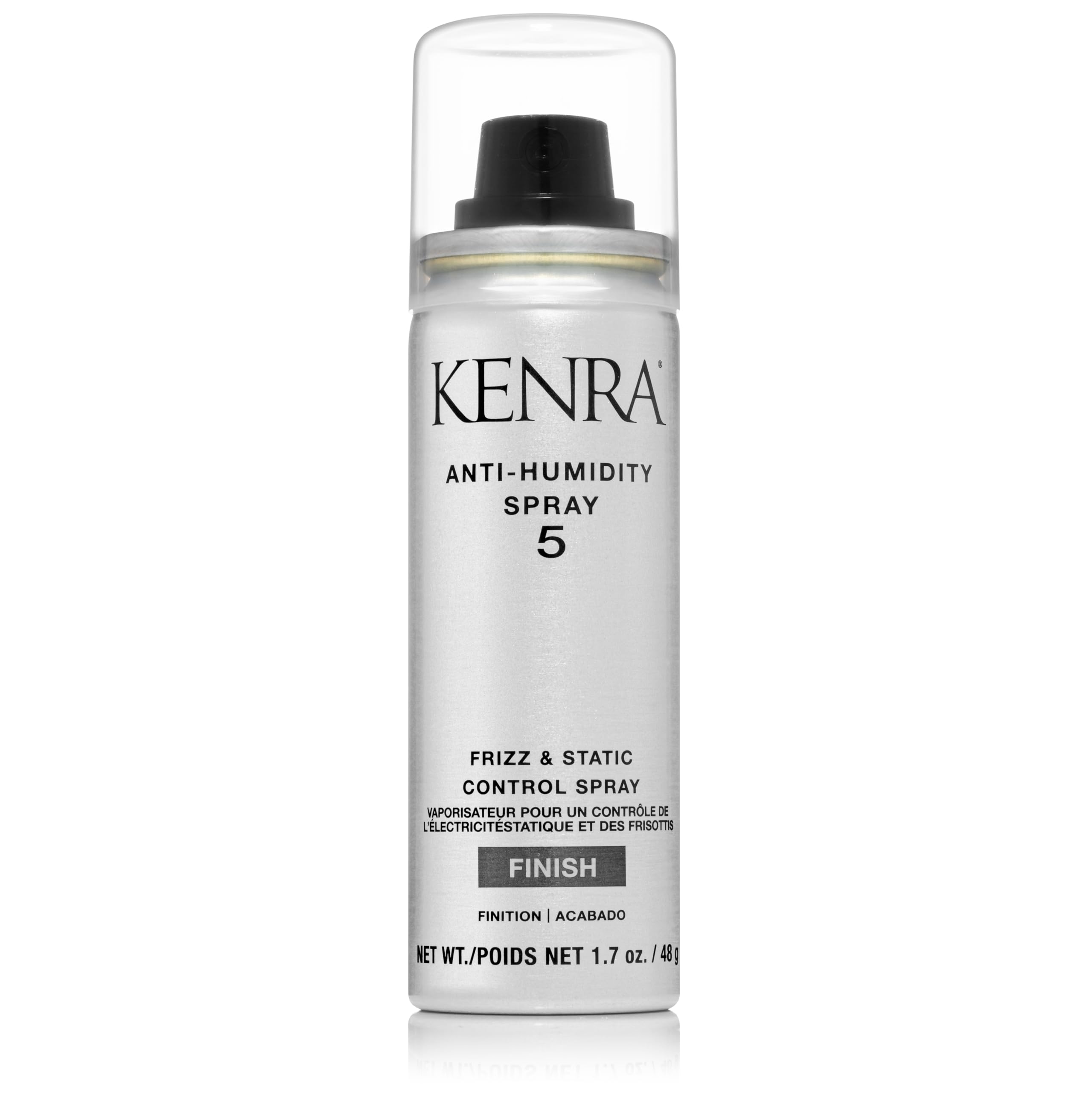 Kenra Antihumedad 5, botella pulverizador, control de frizz y estática para cabello suave.