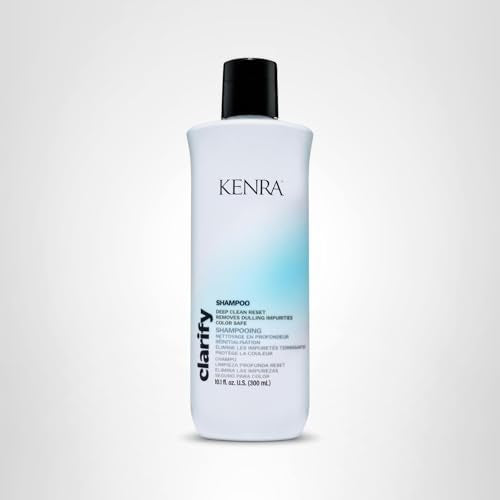 Kenra Clarify Shampoo usage scene suggests color-safe routine for all hair types