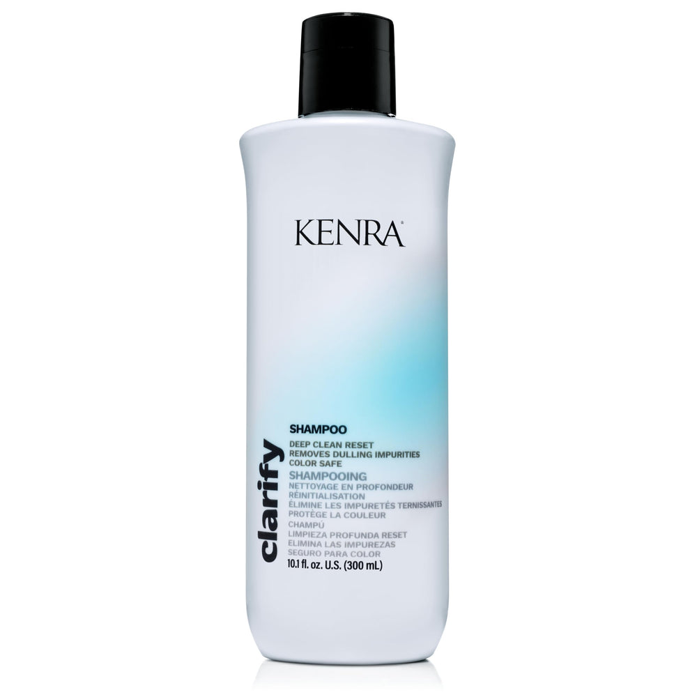 Kenra Clarify Shampoo bottle demonstrates a deep-cleanse ritual for color-safe hair