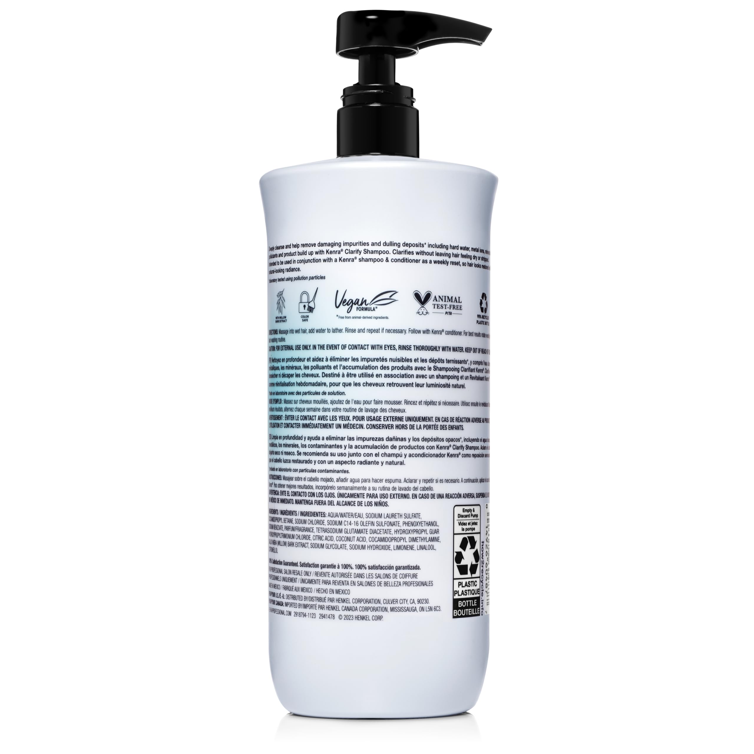 Kenra Clarify Shampoo with Willow Bark Extract label shot hints soothing, purifying botanicals.