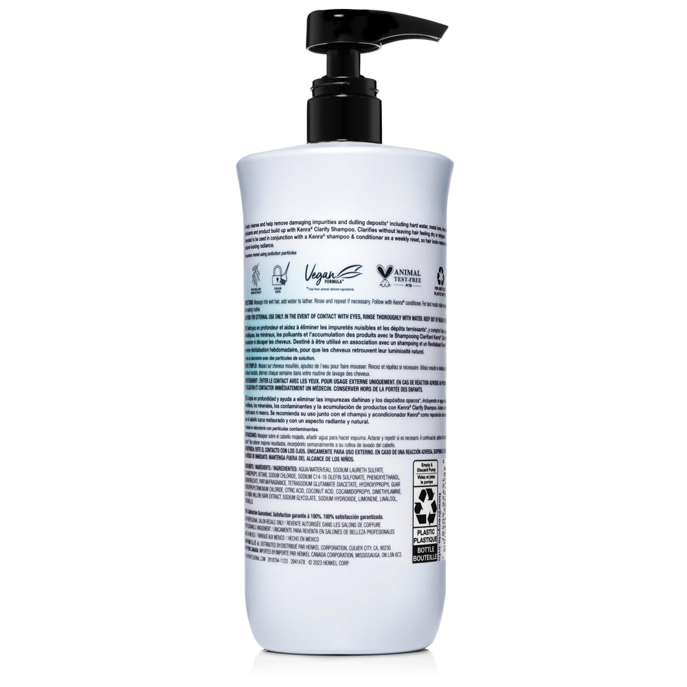 Kenra Clarify Shampoo with Willow Bark Extract label shot hints soothing, purifying botanicals.