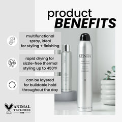 Kenra control instantáneo aerosol: enfoque óptimo para peinados duraderos durante todo el día.