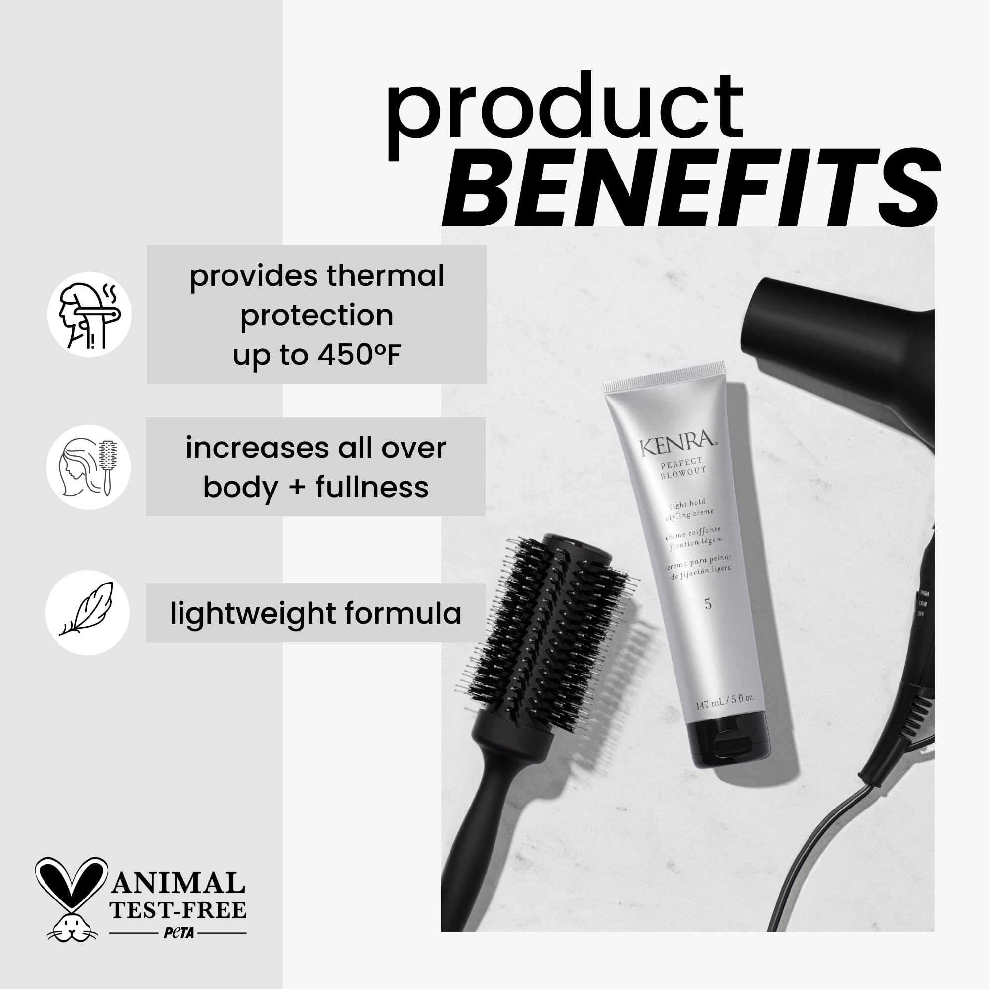 Kenra Perfect Blowout 5 demuestra control de estilo durante 24 horas.