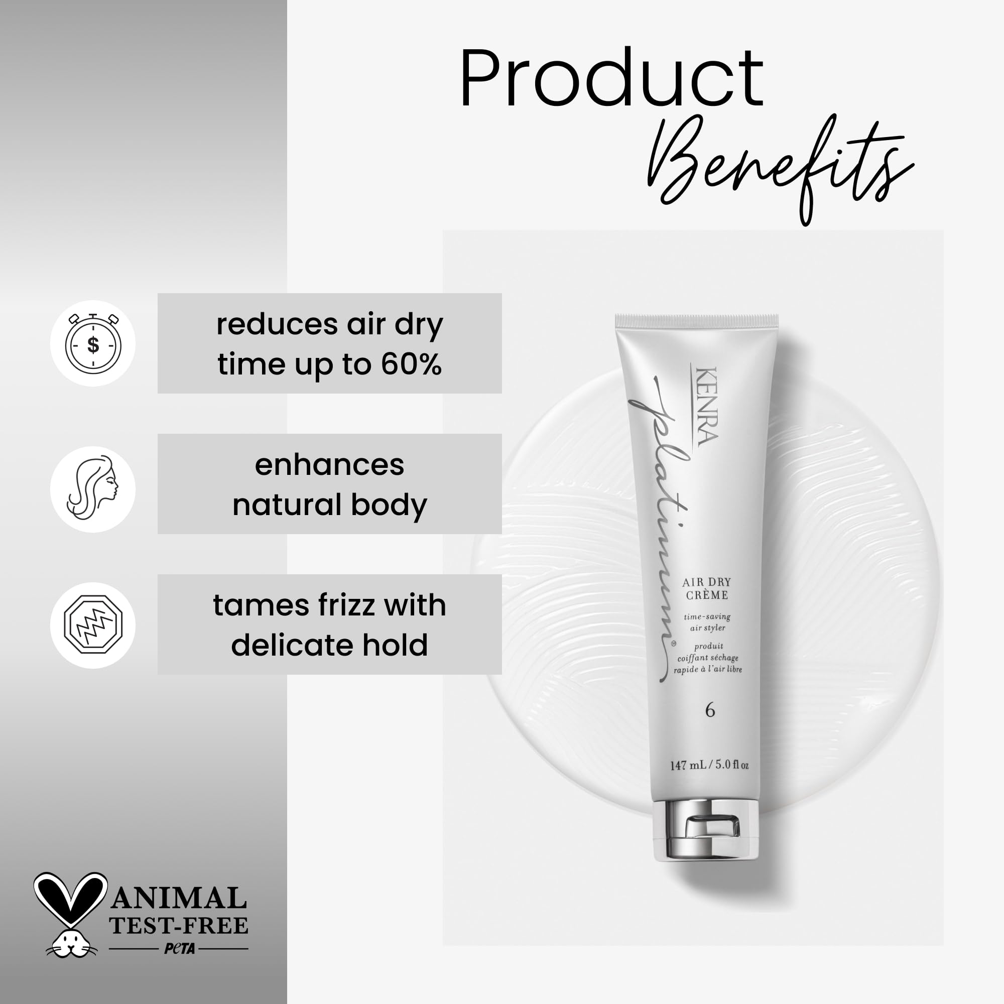 Applying Kenra Platinum Air Dry Creme 6 to damp hair to smooth flyaways
