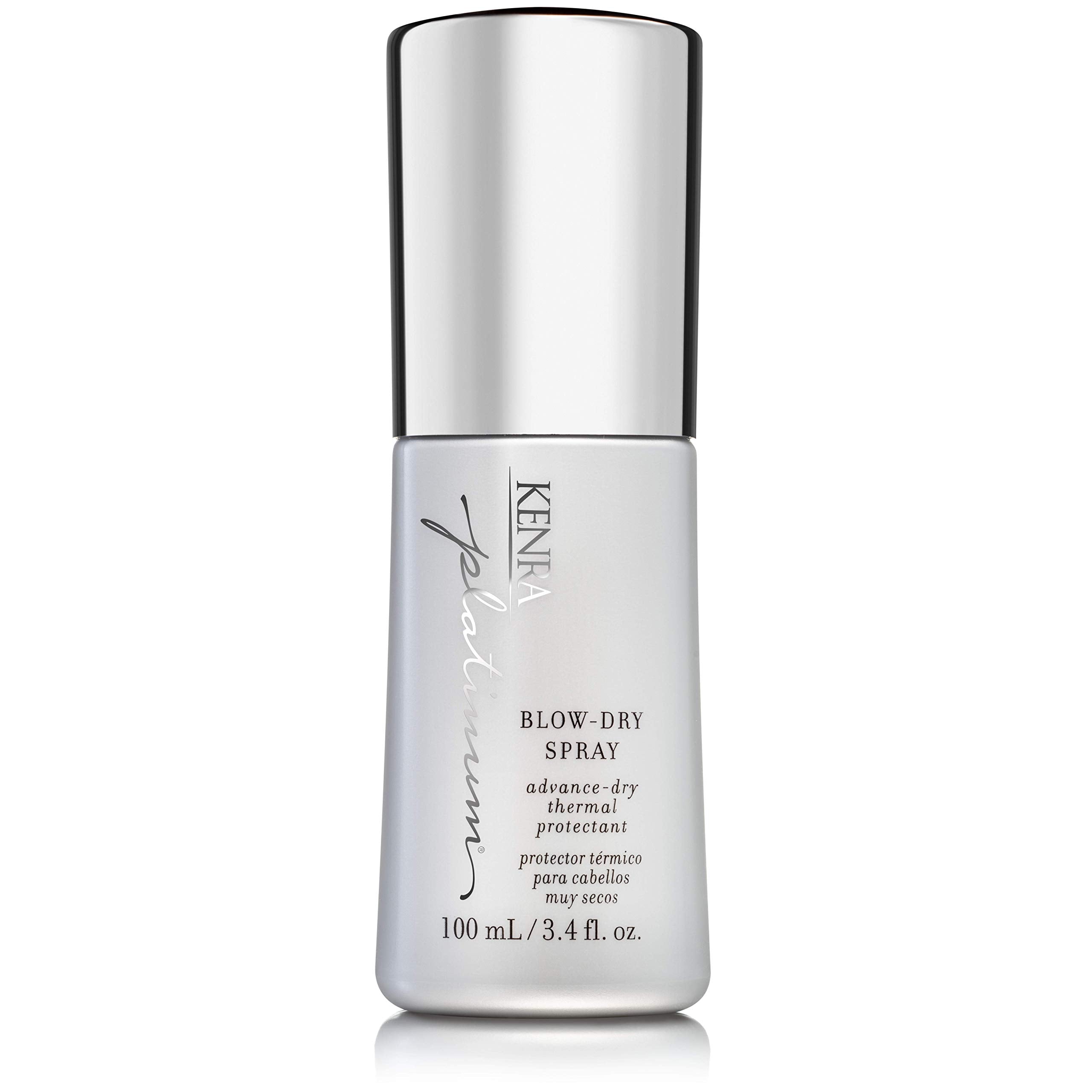 Kenra Platinum Blow-Dry Spray bottle ready to protect hair during styling.