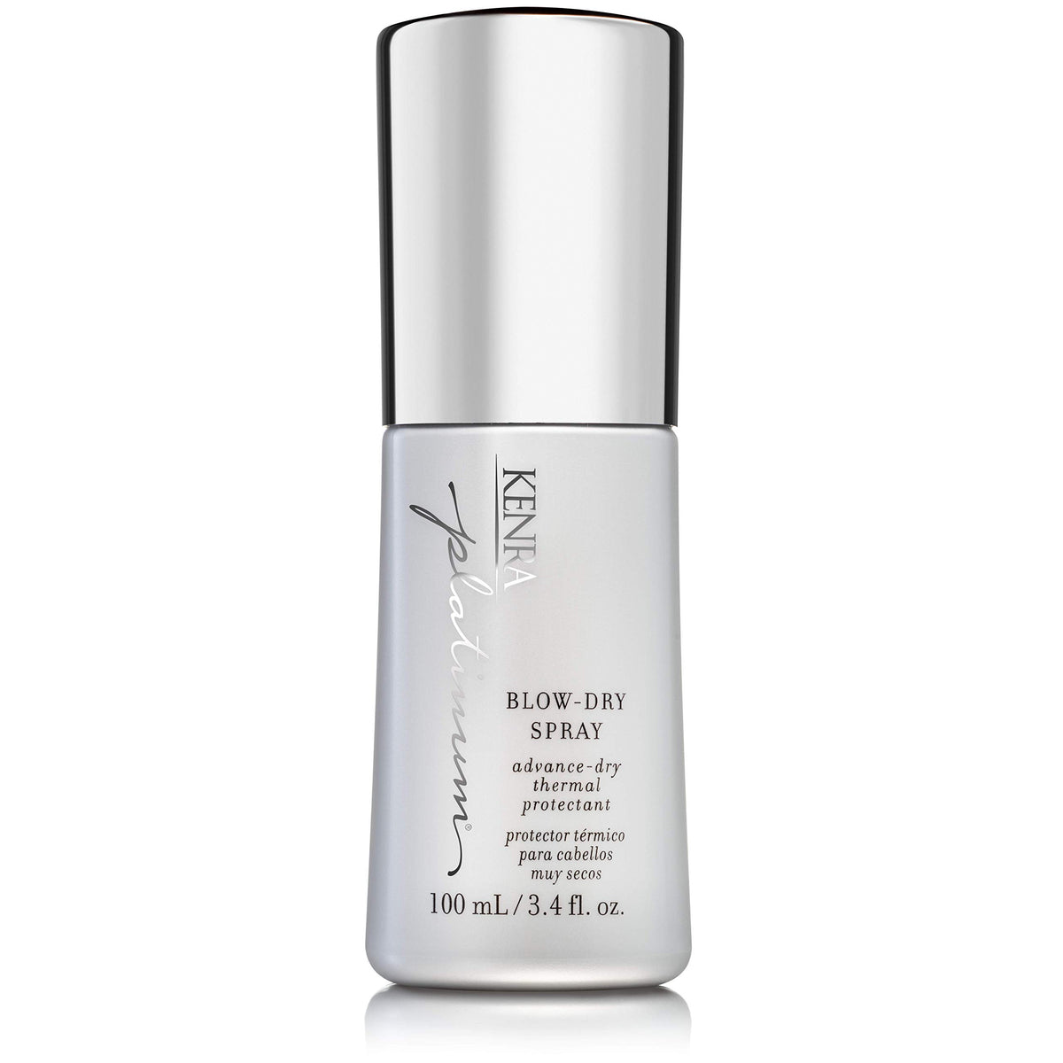 Kenra Platinum Blow-Dry Spray bottle ready to protect hair during styling.