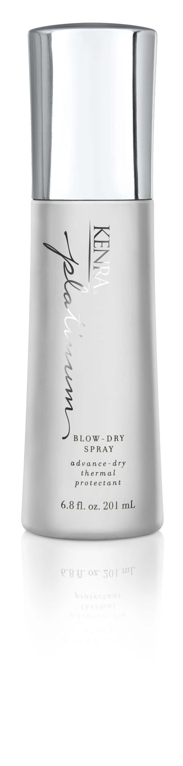 Kenra Platinum Blow-Dry Spray bottle with heat protection for faster styling.