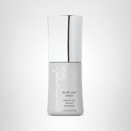 Kenra Platinum Blow-Dry Spray en envase compacto es perfecto para viajes y retoques.