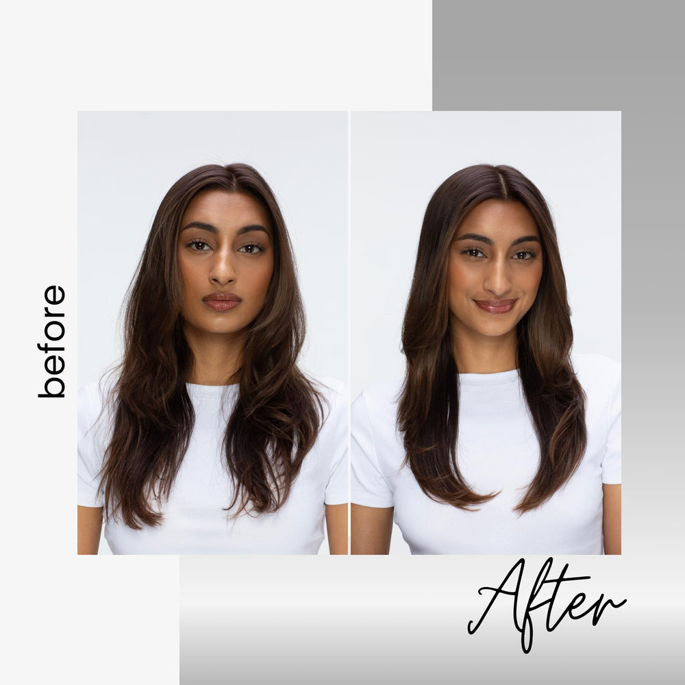 Hair shaft after Kenra Platinum Blow-Dry Spray demonstrating frizz-free, smooth finish.